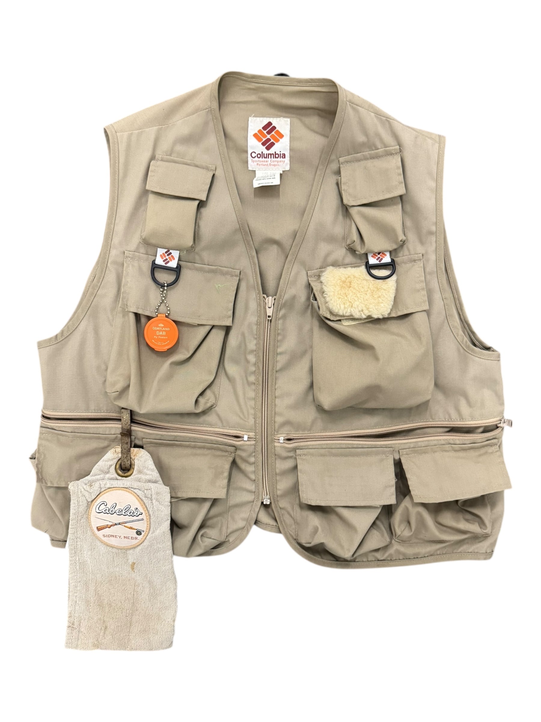 Columbia 80s Tan Outdoor Fly Fishing Vest Size