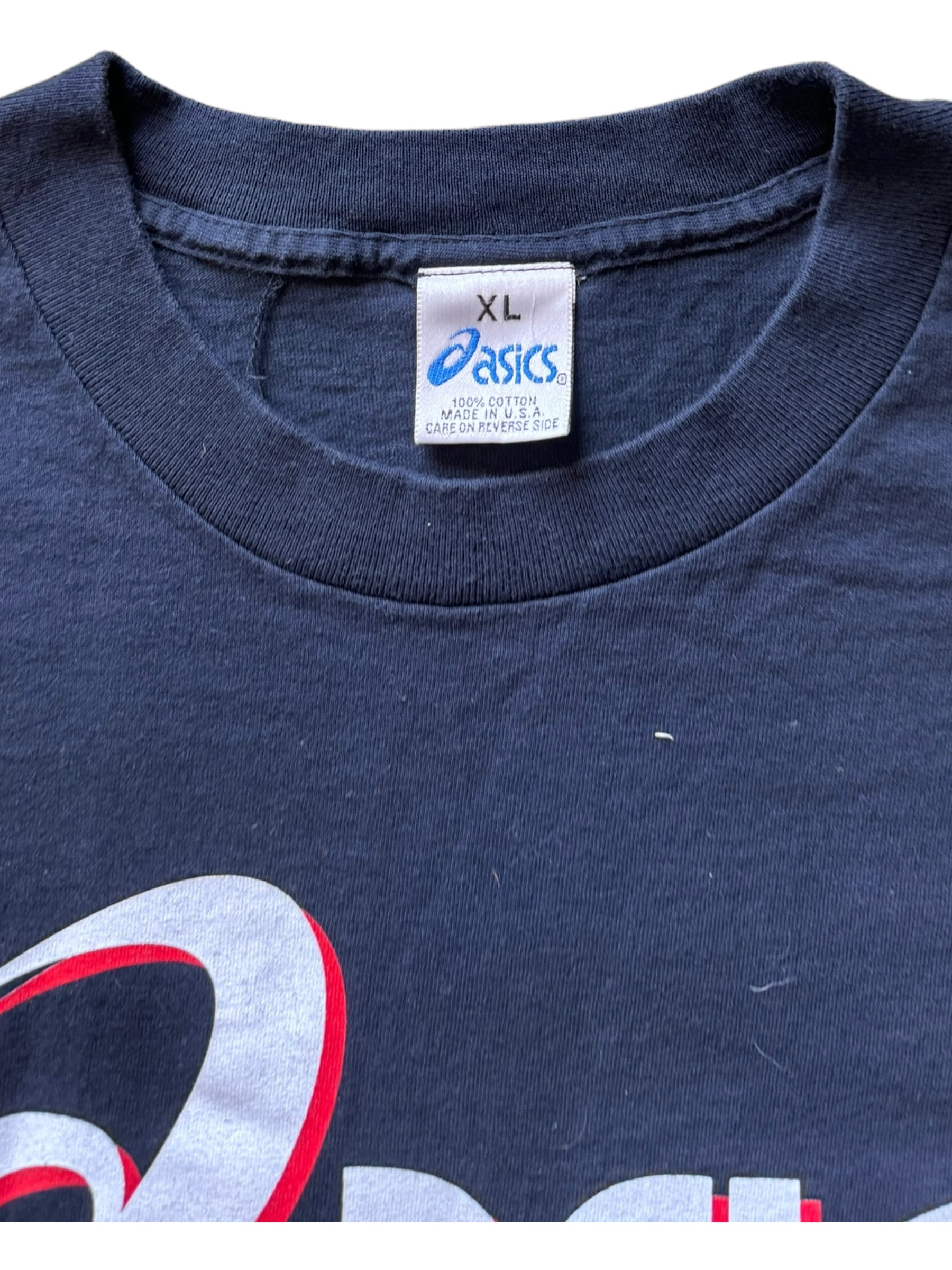 Asics 90s T-Shirt Adult XL Black Red Made In USA Mens XL