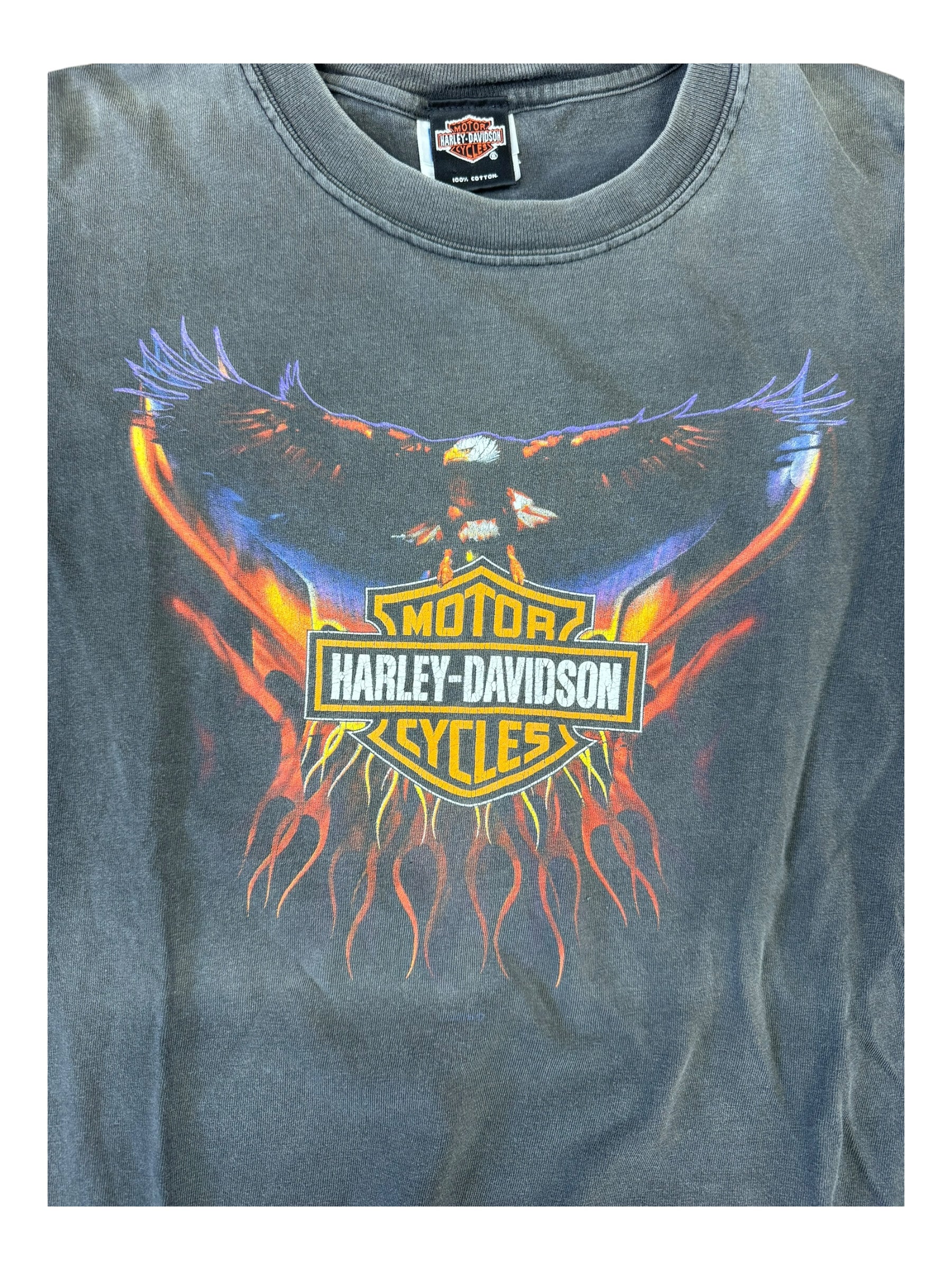 Harley Davidson 90s Eagle Flames Faded Size XL
