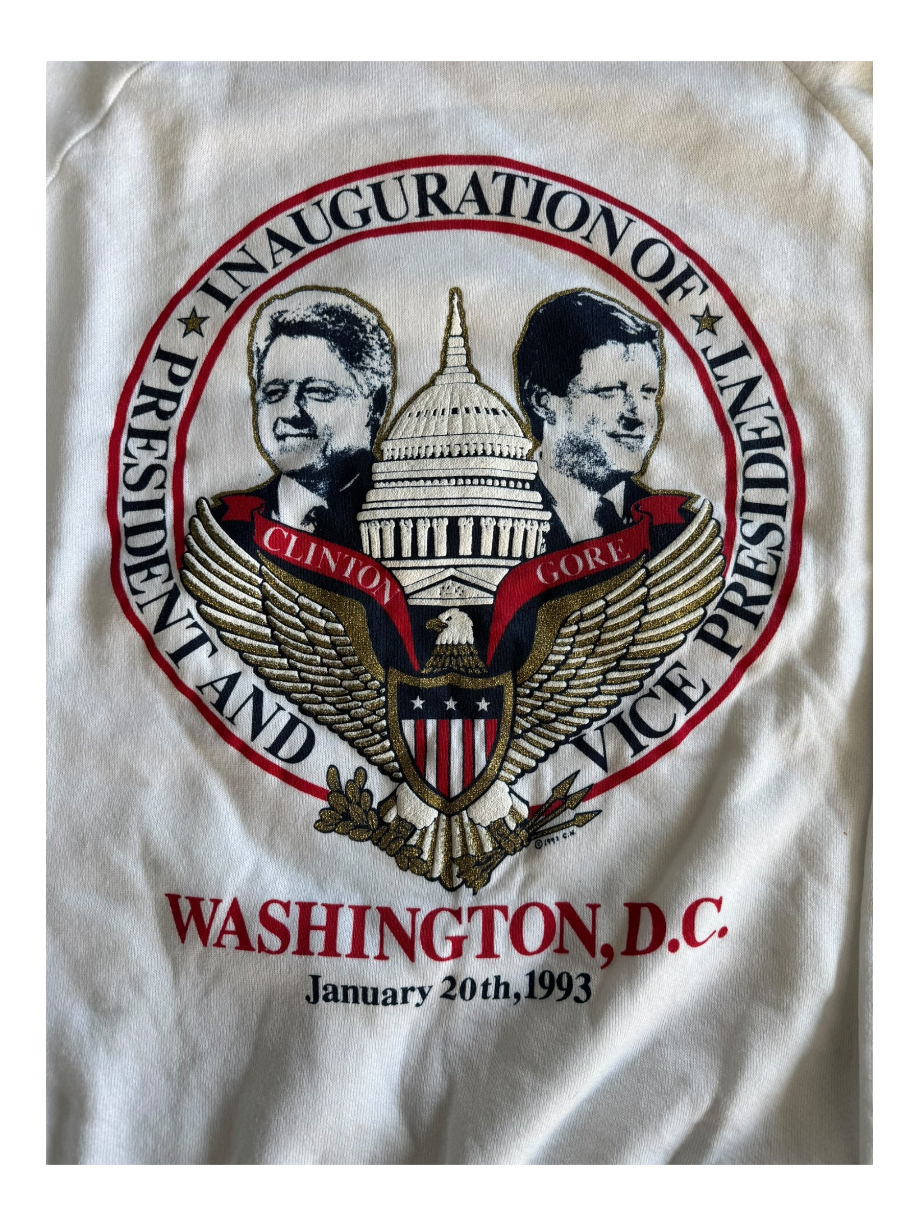 Clinton Gore Sweatshirt 90s Presidential Inauguration Sz Large Deadstock