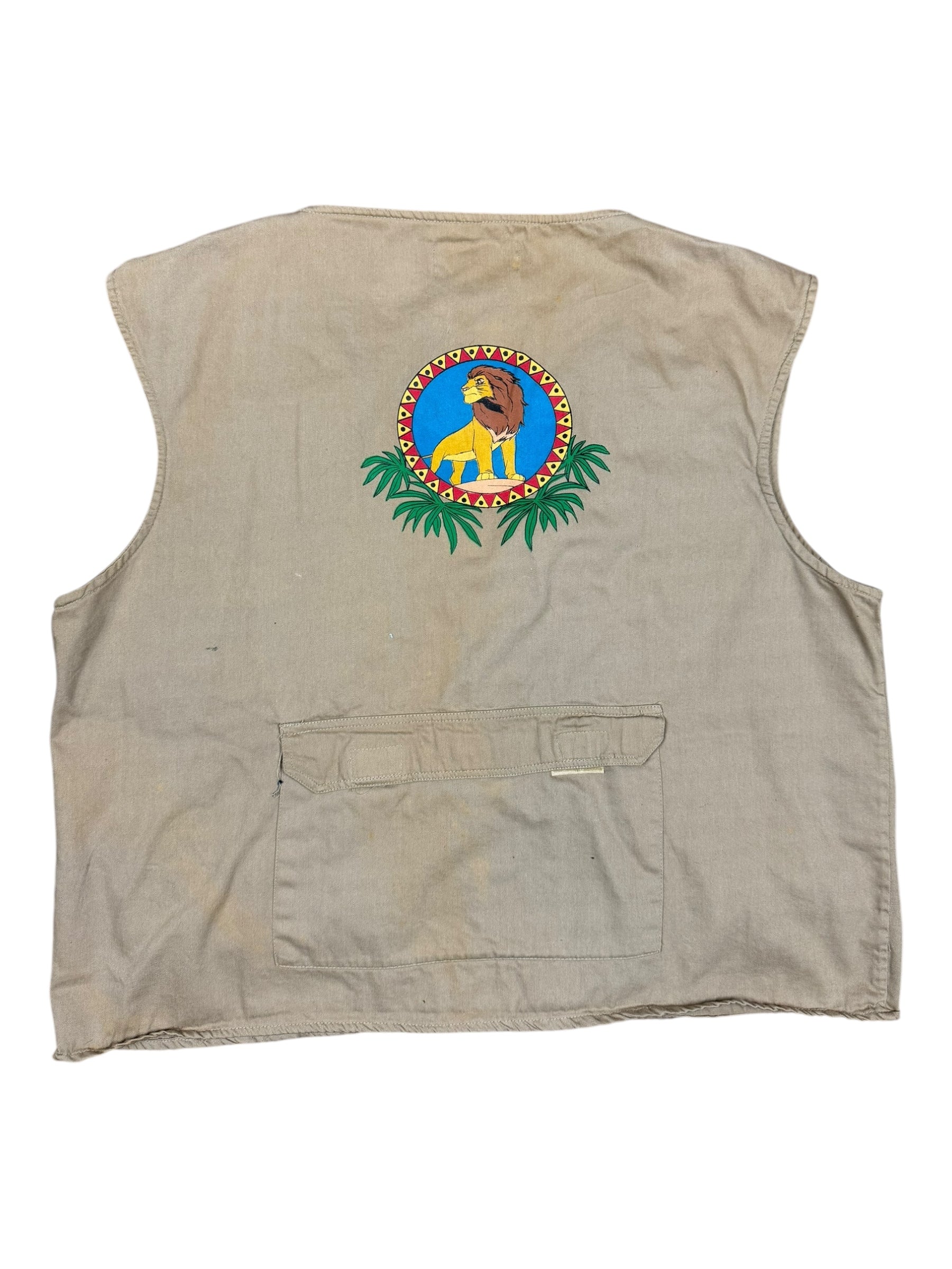 Disney Originals 90s Lion King Beige Vest Fishing Hunting Vest Sz L/XL