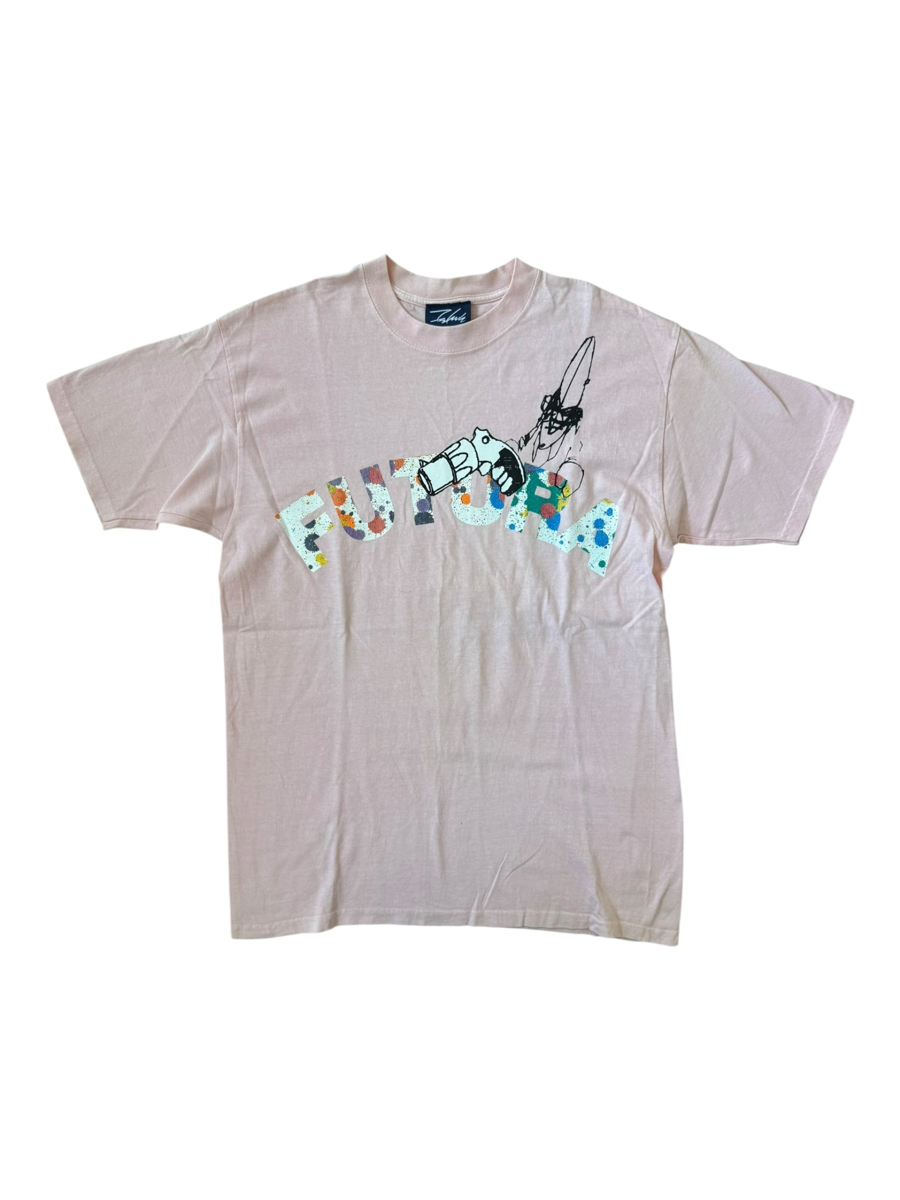 Futura 90s Pink Splatter Gun T-shirt Size Large