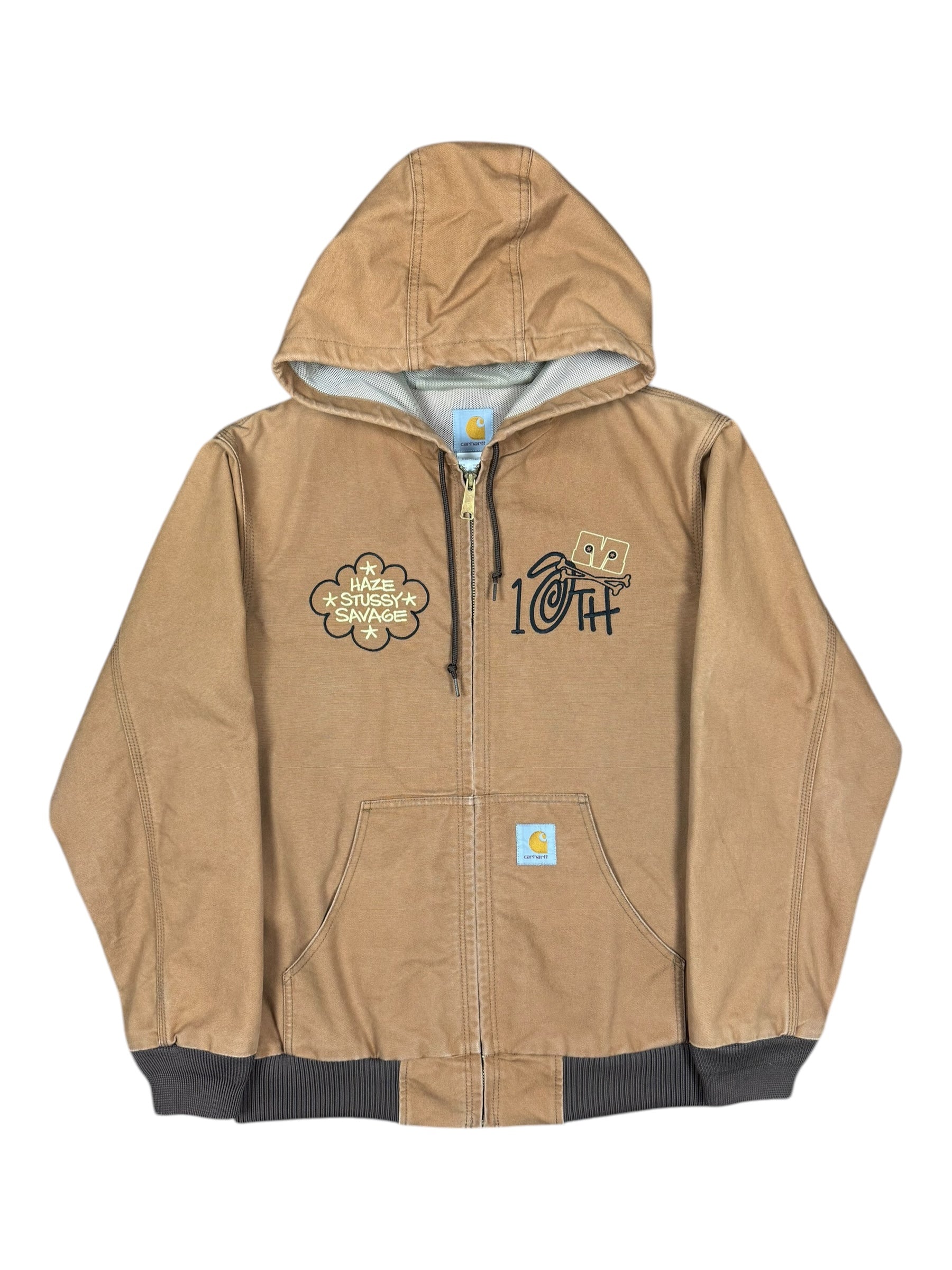 Stussy 00s Carhartt x Haze Tag Keep on Diggin 365 Days Hooded Jacket Size XL
