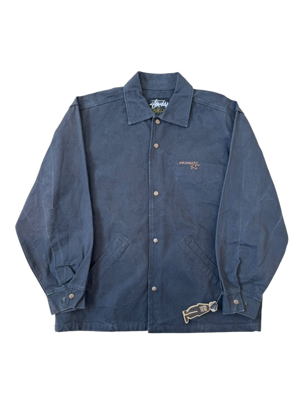 Stussy 90s Navy Bear Work Jacket Burly Gear Size Large Deadstock w/ Tags