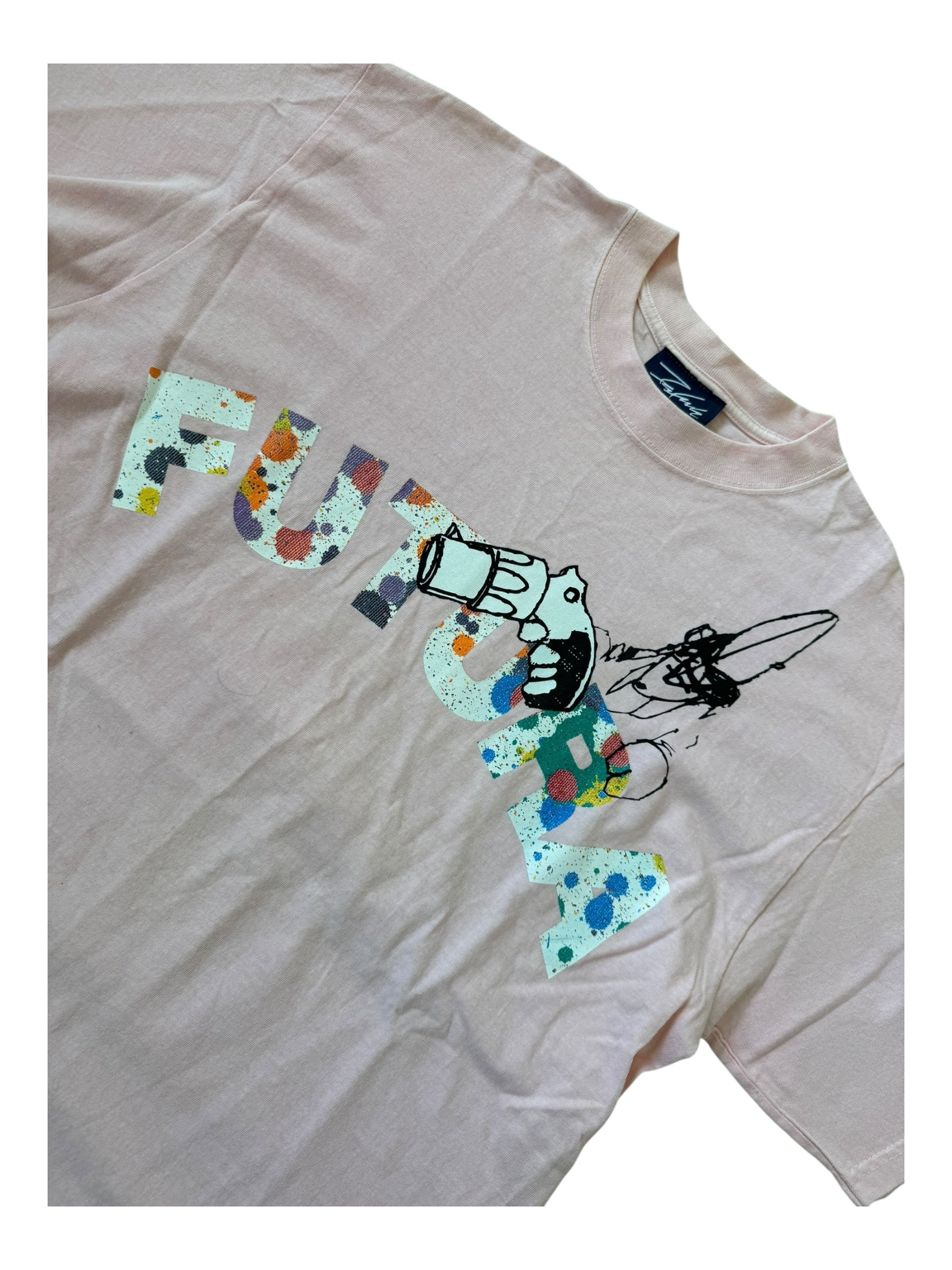 Futura 90s Pink Splatter Gun T-shirt Size Large