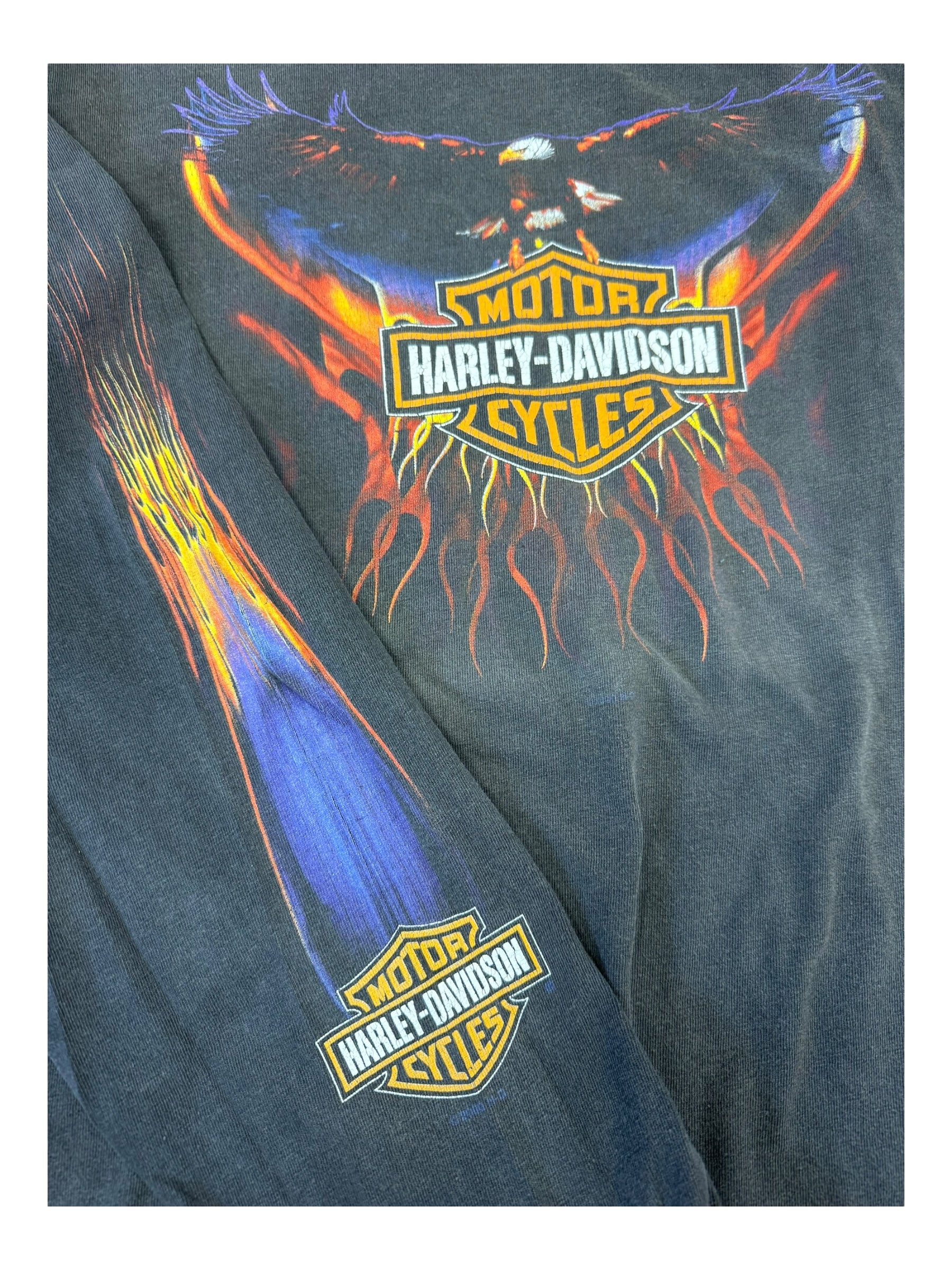 Harley Davidson 90s Eagle Flames Faded Size XL
