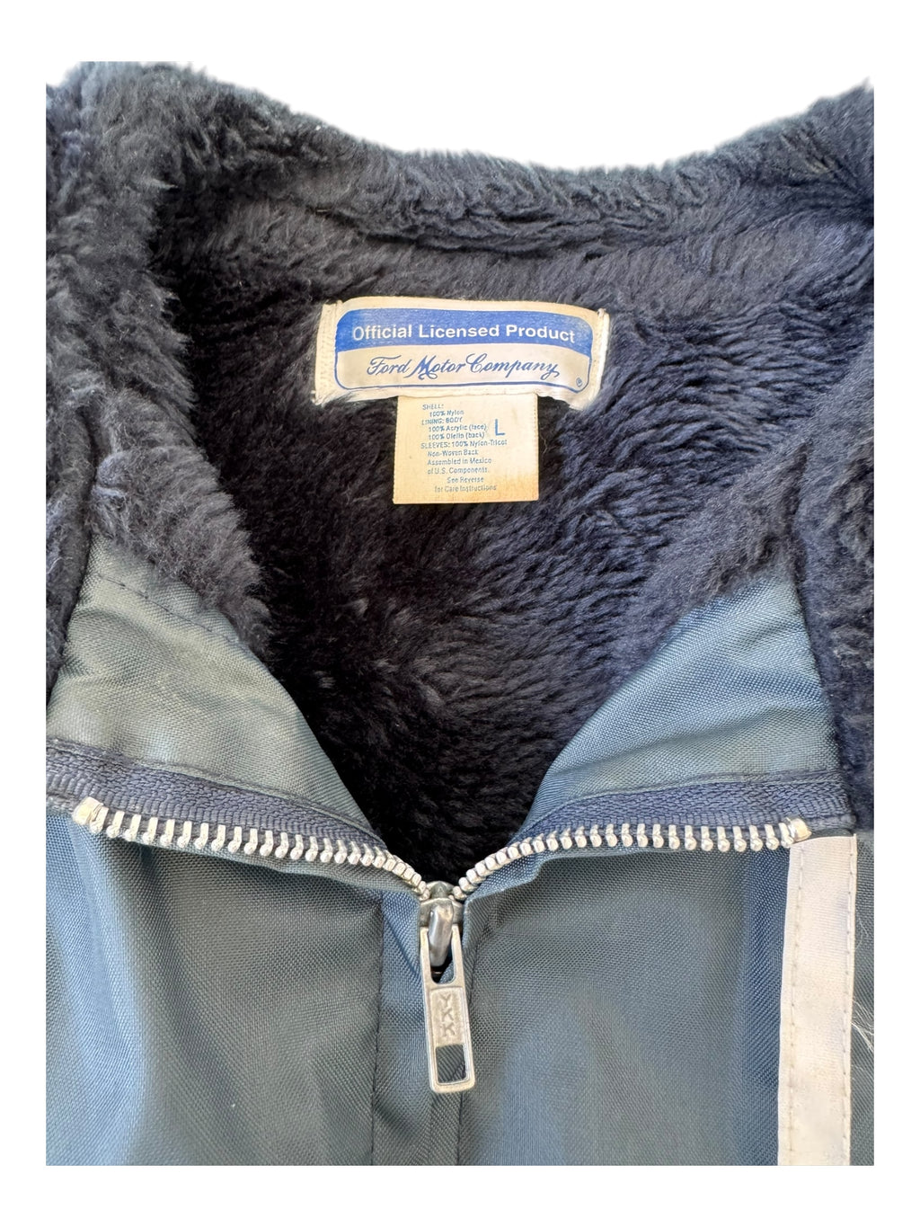 Ford Mustang Cobra Shelby Racing Jacket Black Sherpa Lined Size Large