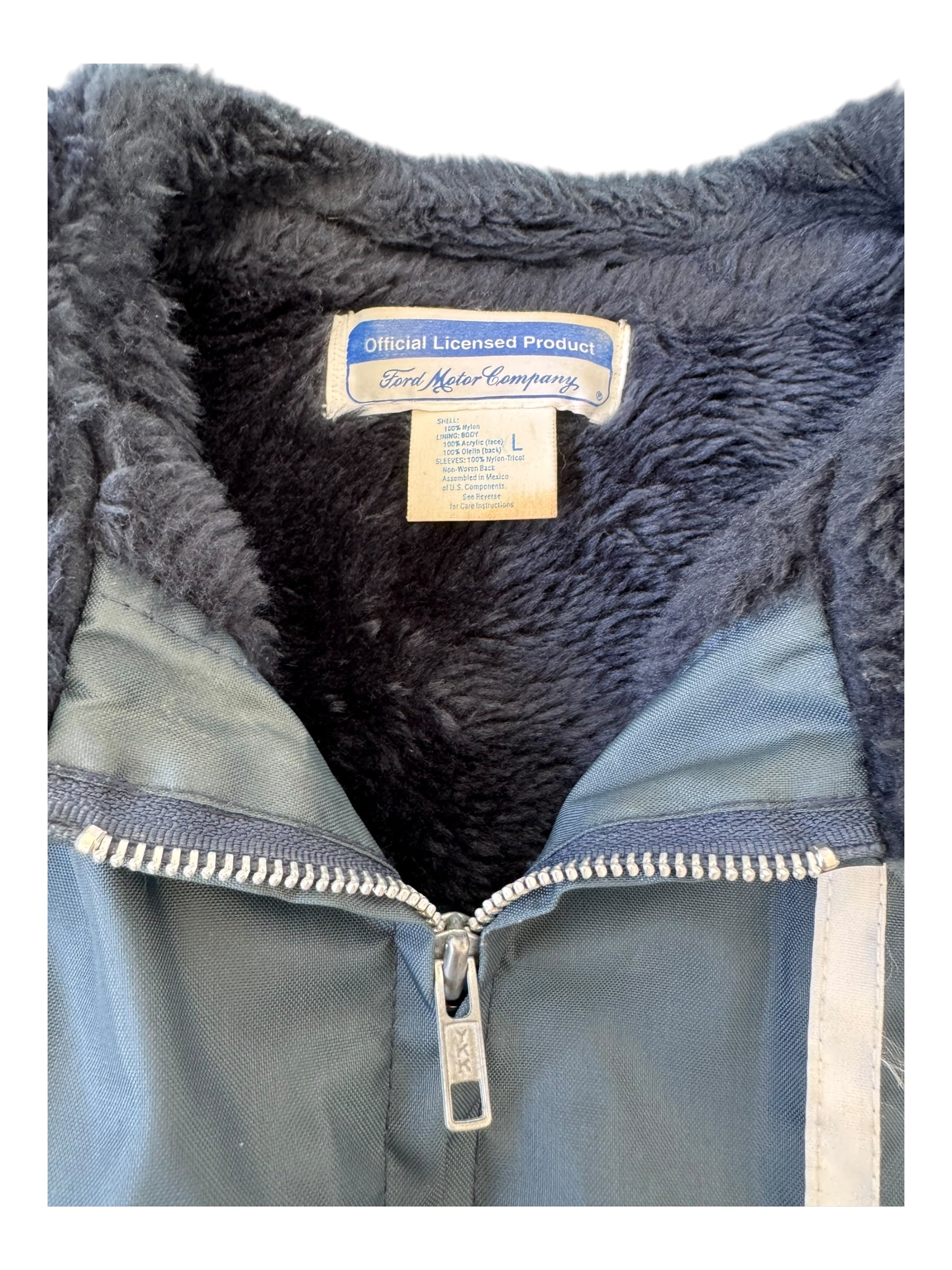 Ford Mustang Cobra Shelby Racing Jacket Black Sherpa Lined Size Large