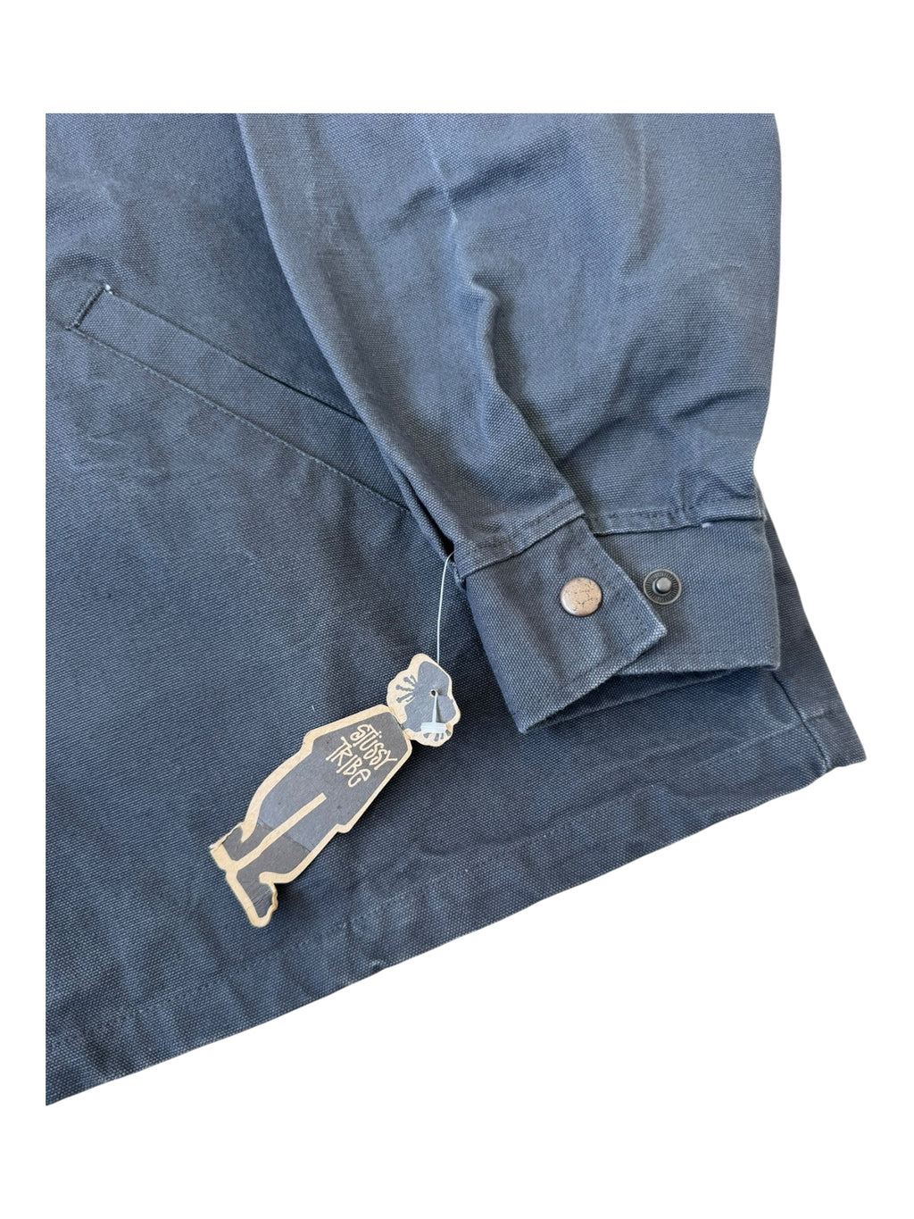 Stussy 90s Navy Bear Work Jacket Burly Gear Size Large Deadstock w/ Tags