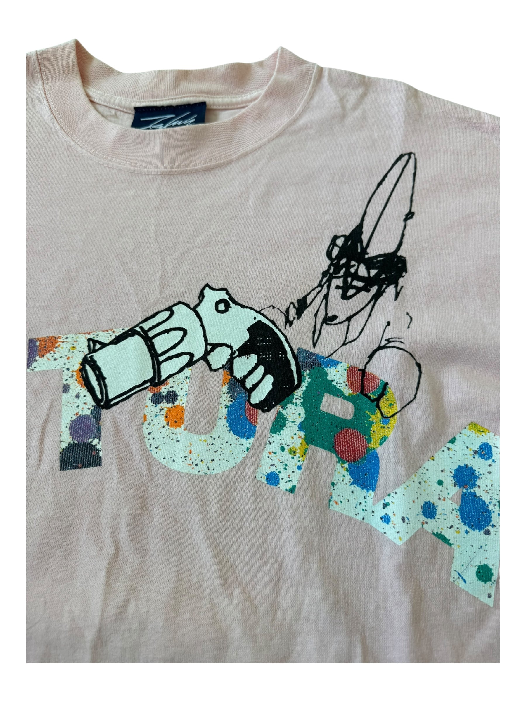 Futura 90s Pink Splatter Gun T-shirt Size Large