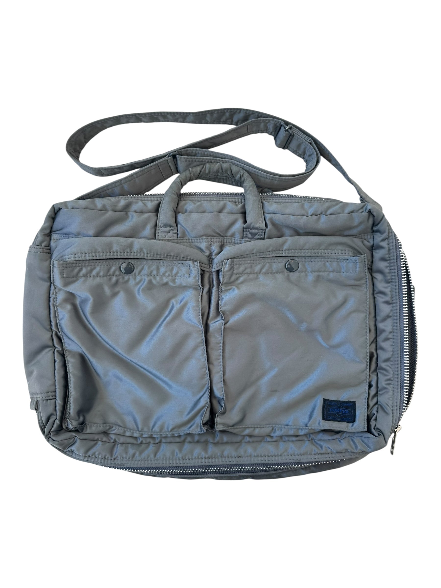 Porter Tokyo 90s Grey Silk Laptop Shoulder Bag