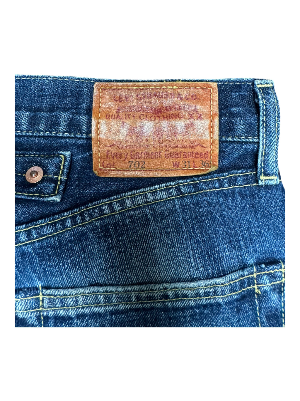 Levis 90s 702 XX Big E Selvedge Denim Jeans W31 Japan Blue 140th Rare