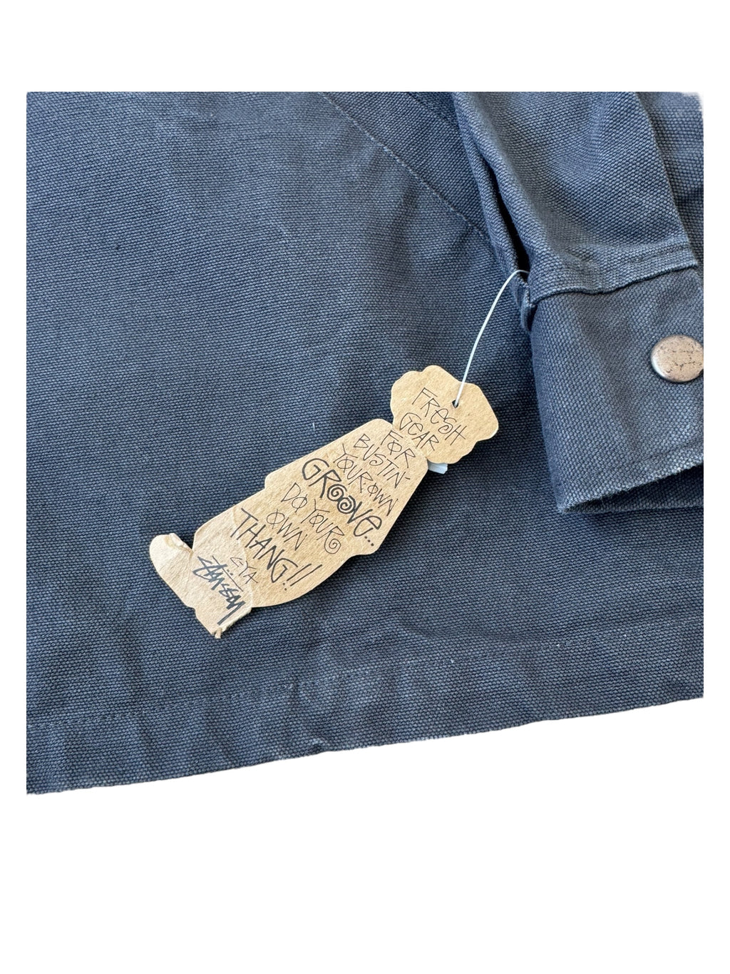 Stussy 90s Navy Bear Work Jacket Burly Gear Size Large Deadstock w/ Tags