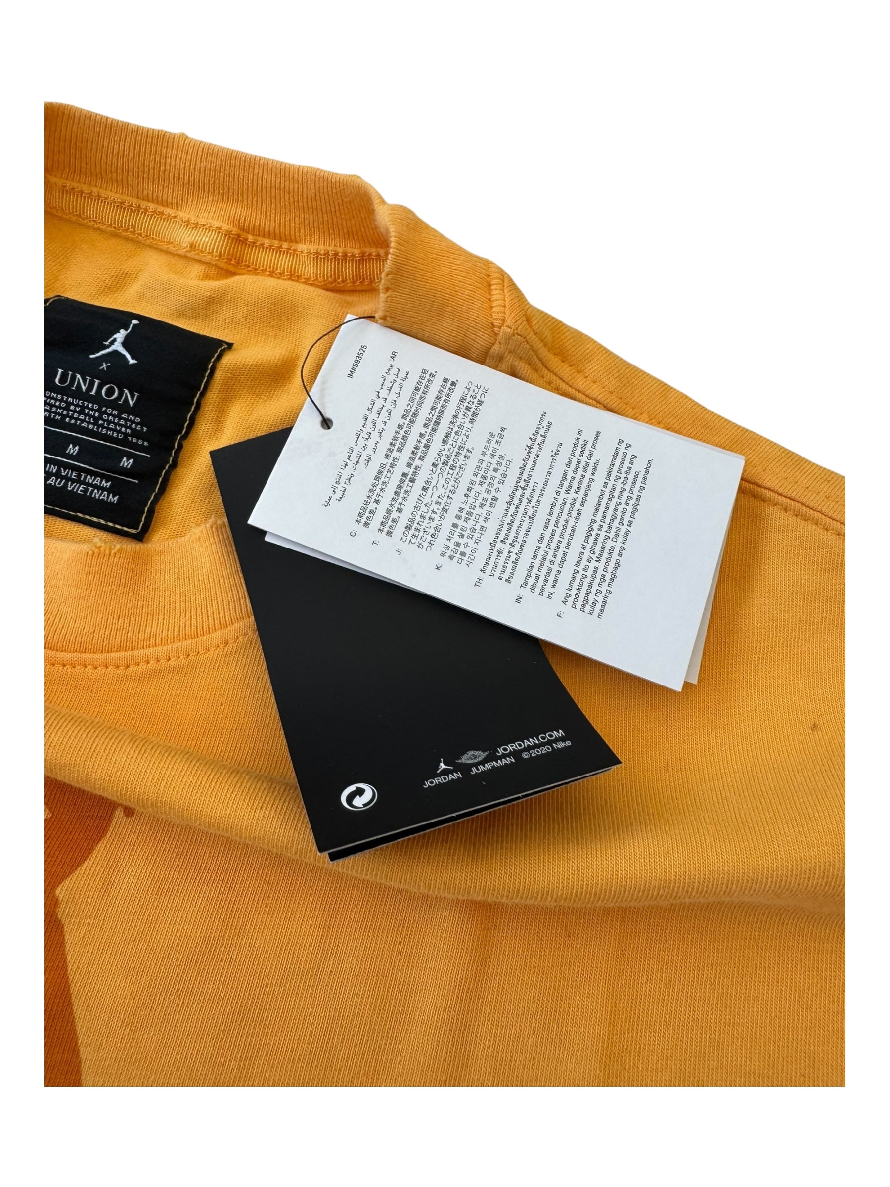 Union x Jordan Frontman Flight Yellow T-Shirt Size Medium New w/ Tags