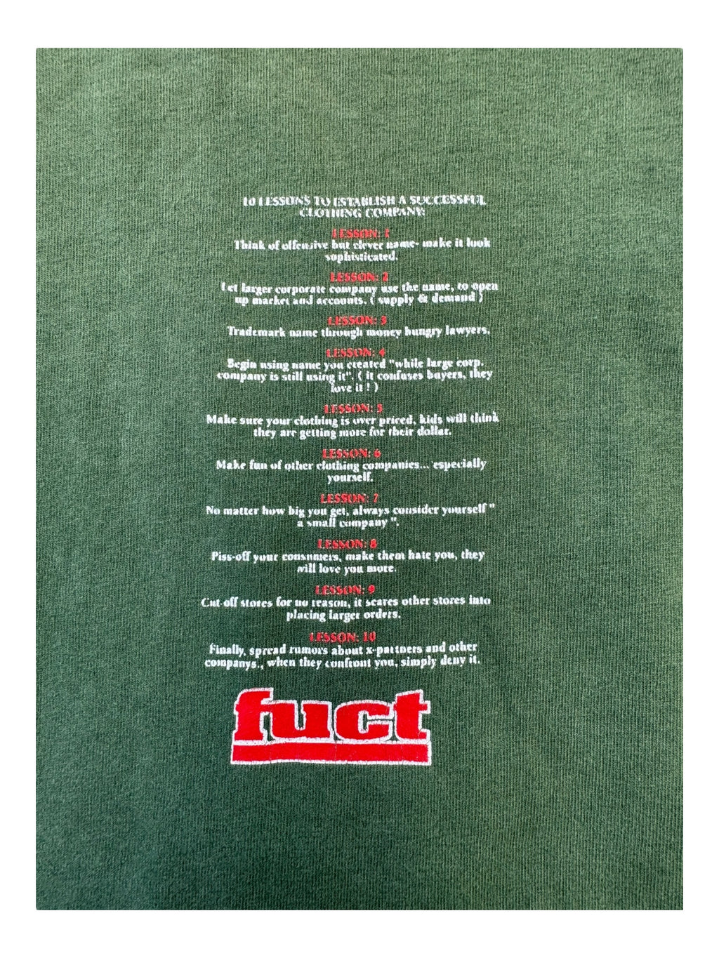 Fuct 90s Green Sex Pistols The Great Clothing Swindle Size XL