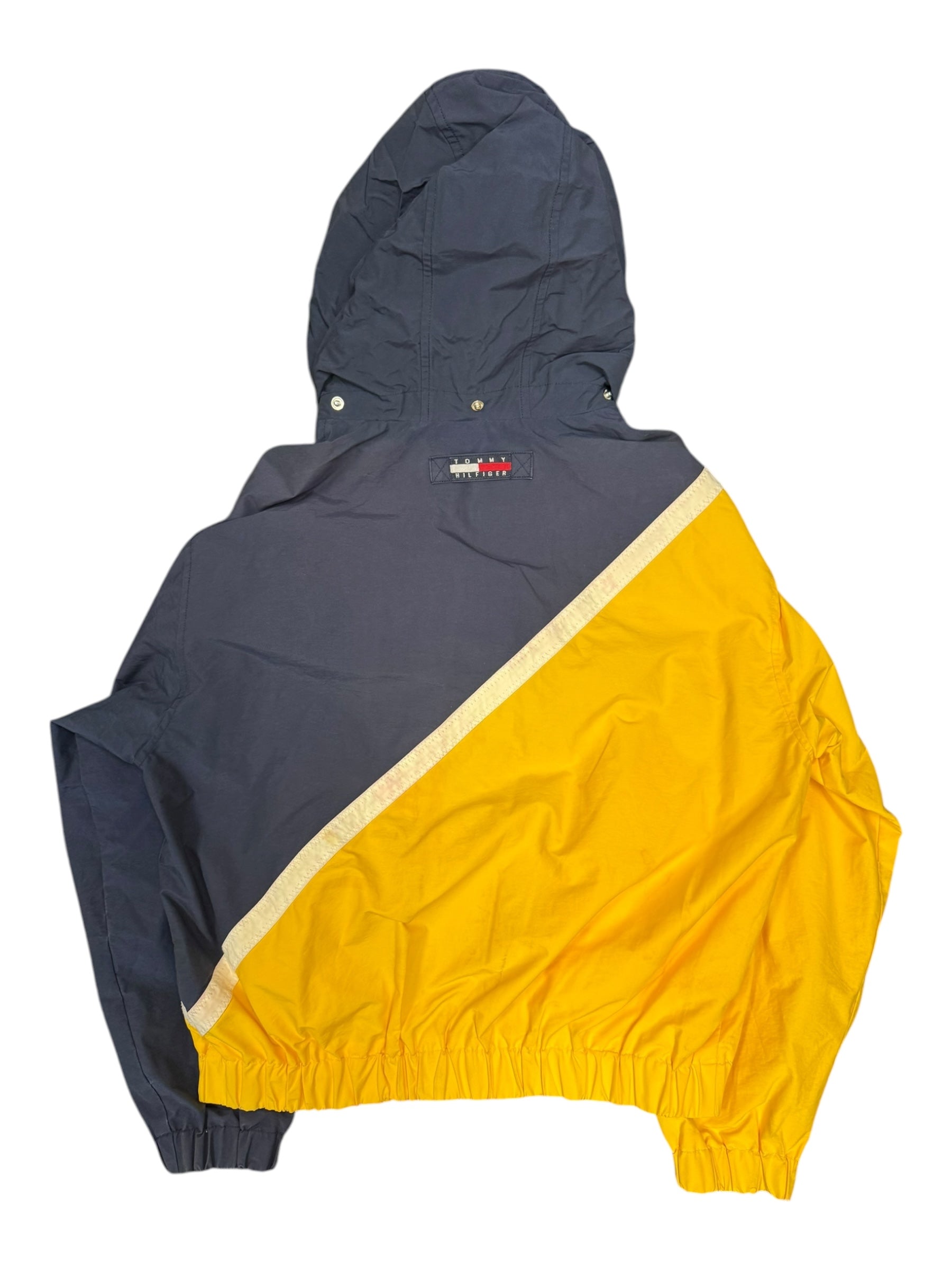 Tommy Hilfiger Sailing Gear Zip Hooded Jacket Blue Yellow Stripe Men L