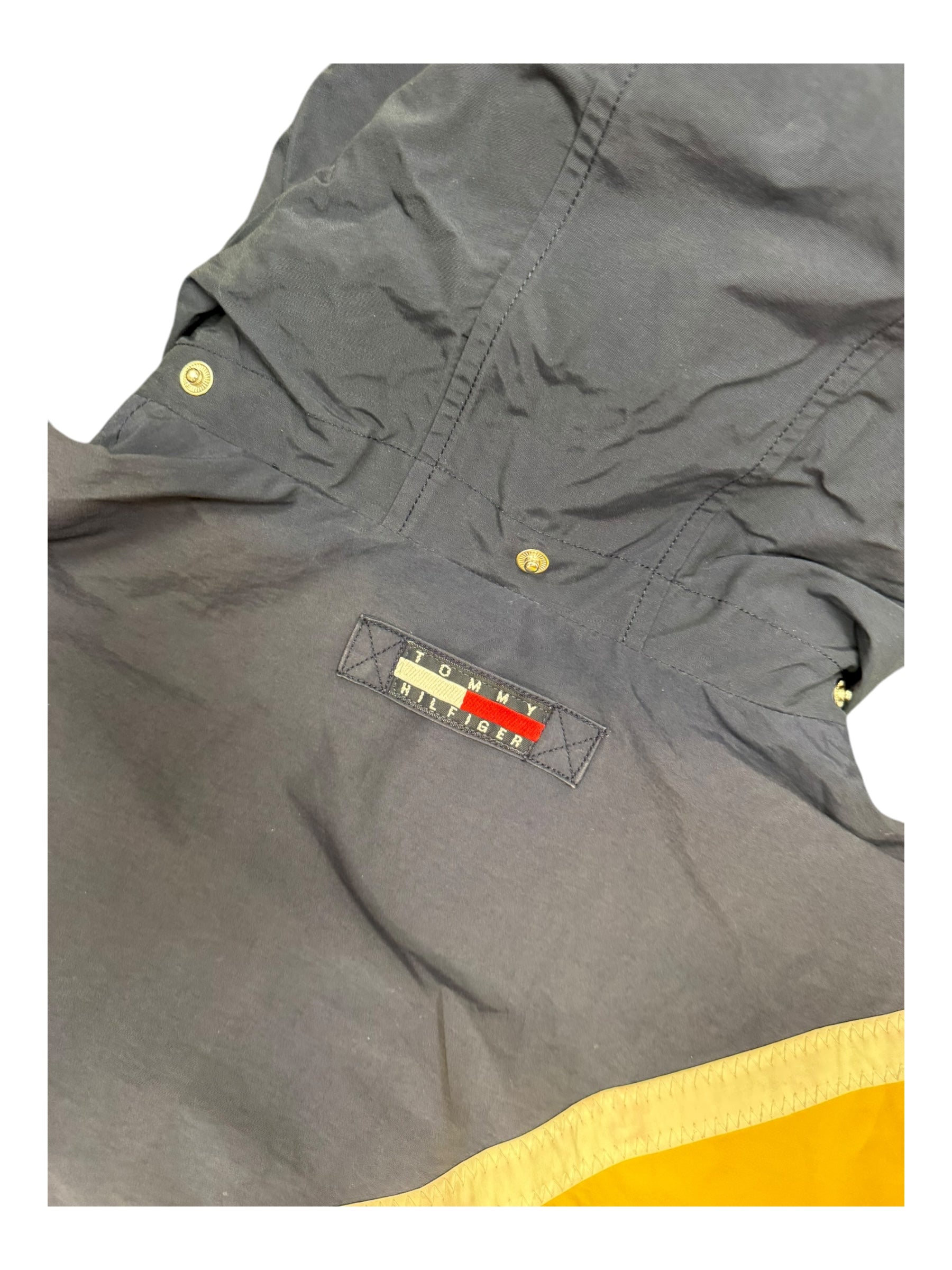 Tommy Hilfiger Sailing Gear Zip Hooded Jacket Blue Yellow Stripe Men L