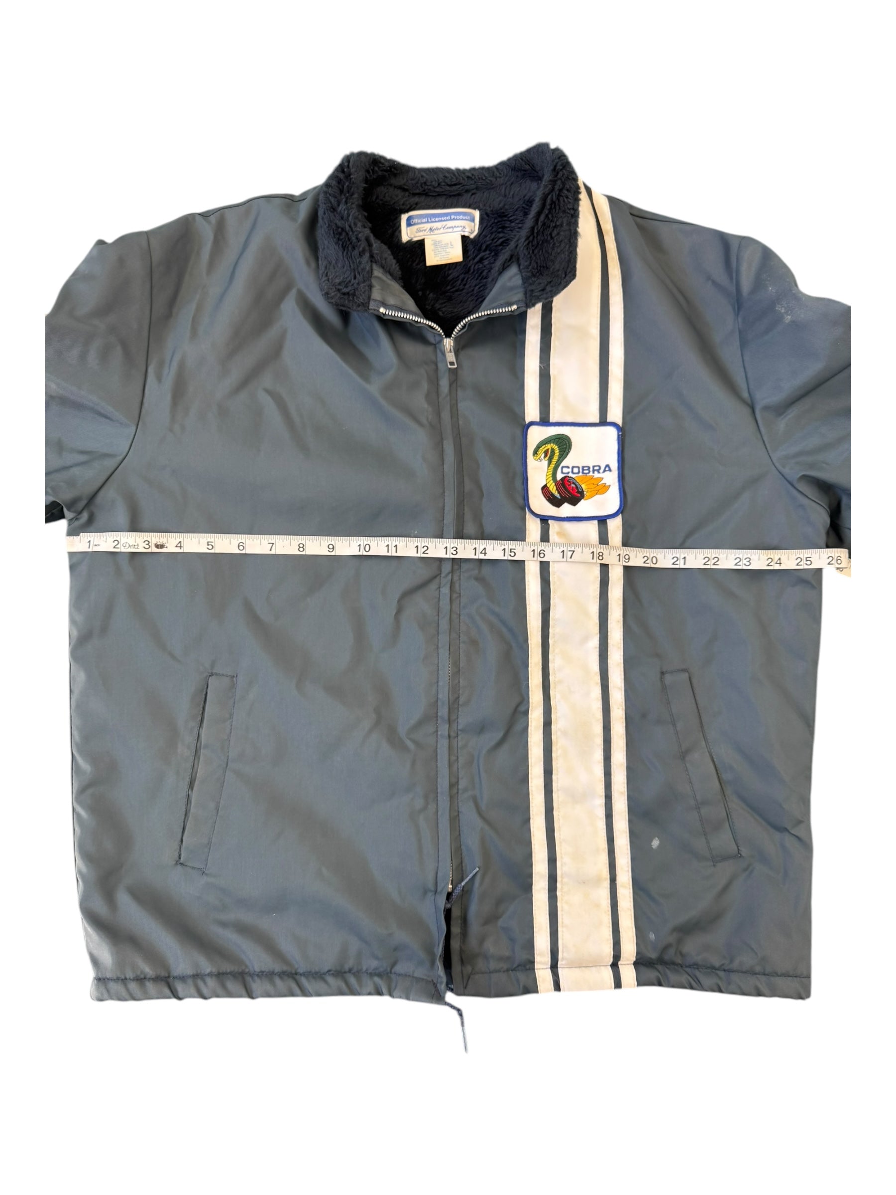 Ford Mustang Cobra Shelby Racing Jacket Black Sherpa Lined Size Large