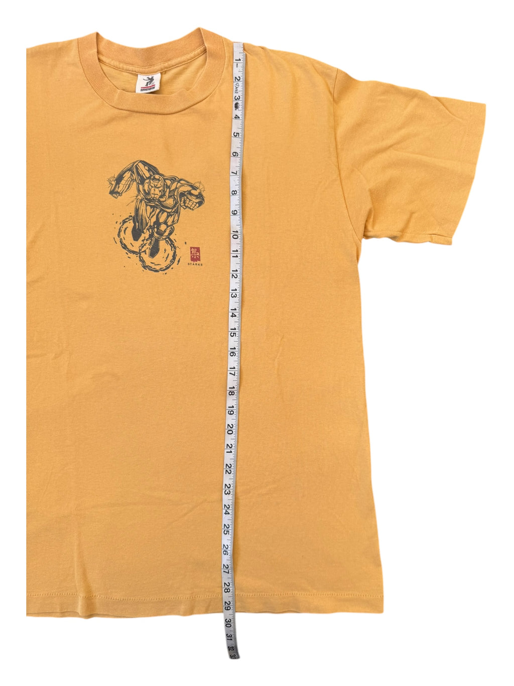 Union 90s Iron Man Starks Yellow T-Shirt Size Medium