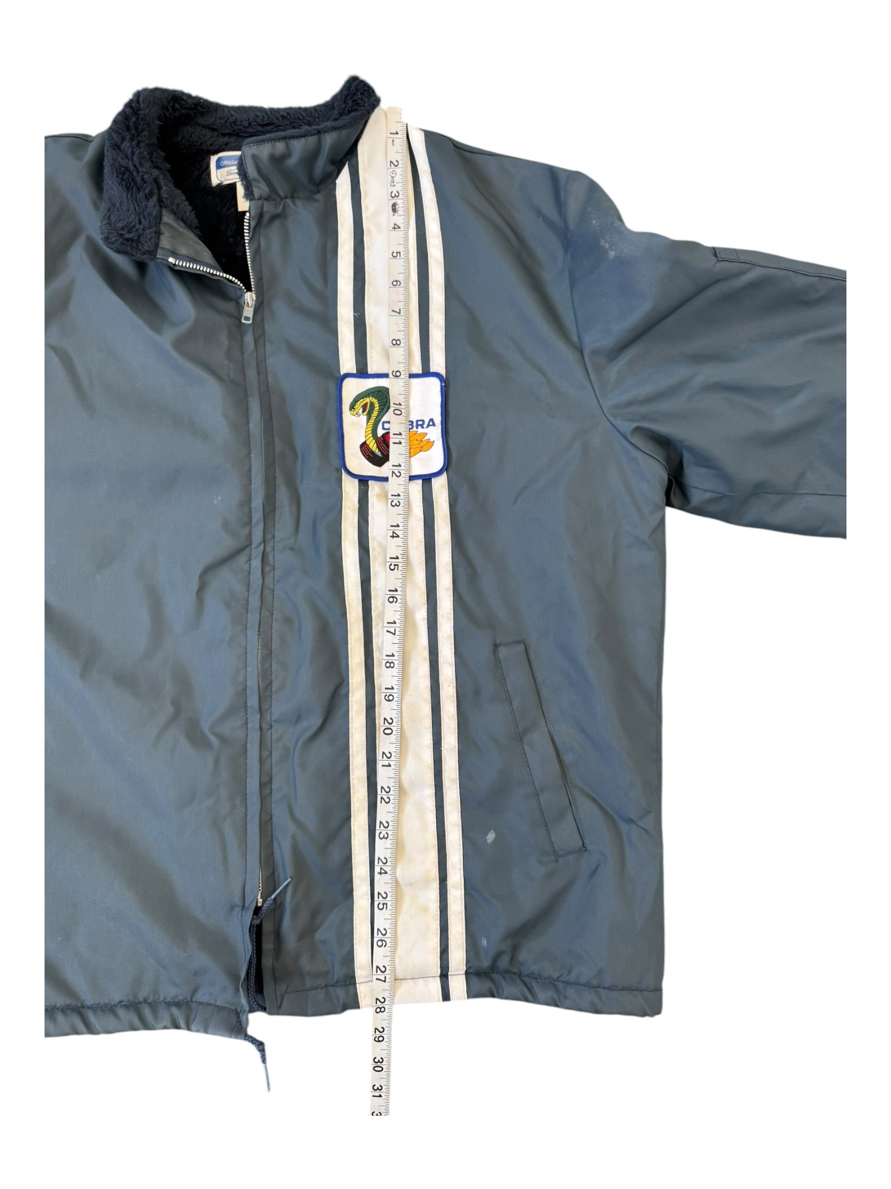 Ford Mustang Cobra Shelby Racing Jacket Black Sherpa Lined Size Large