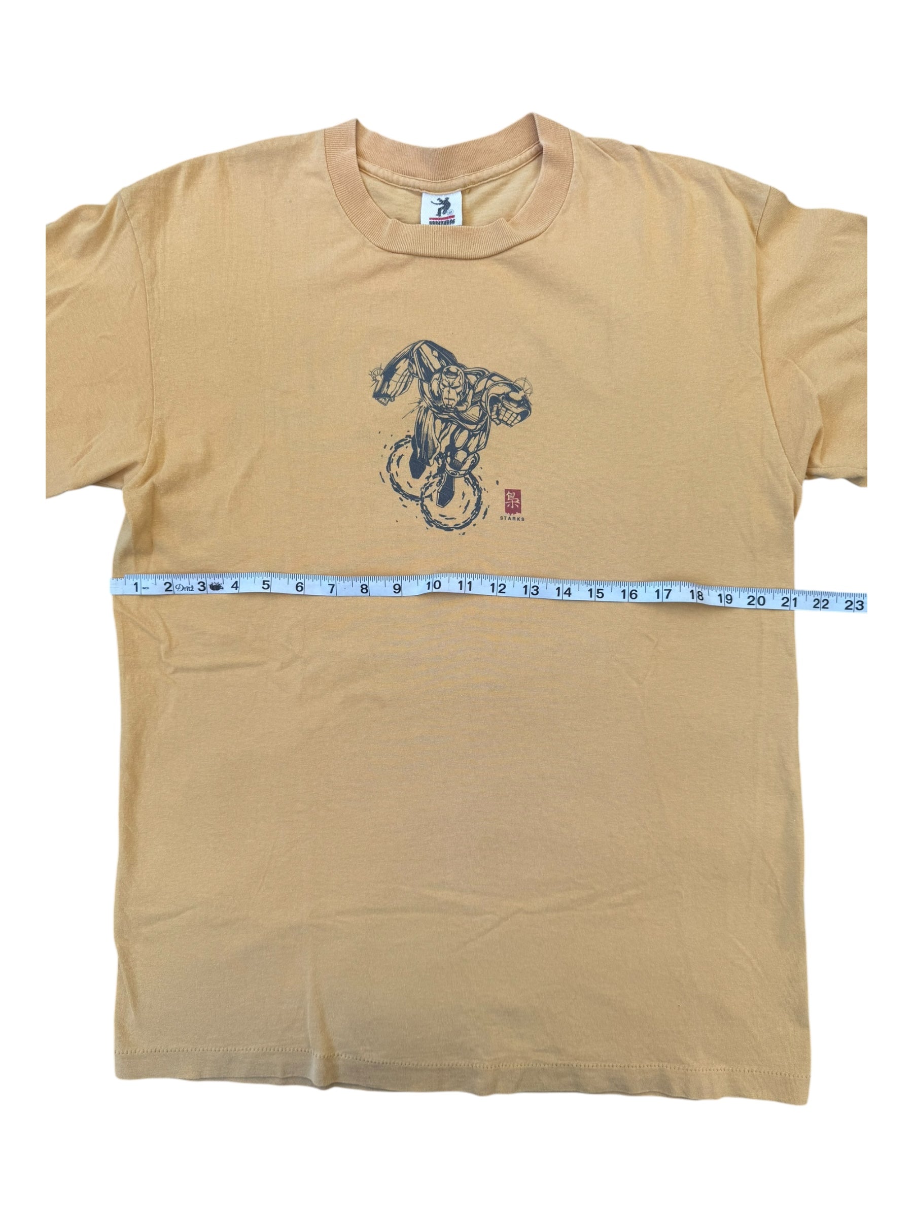 Union 90s Iron Man Starks Yellow T-Shirt Size Medium