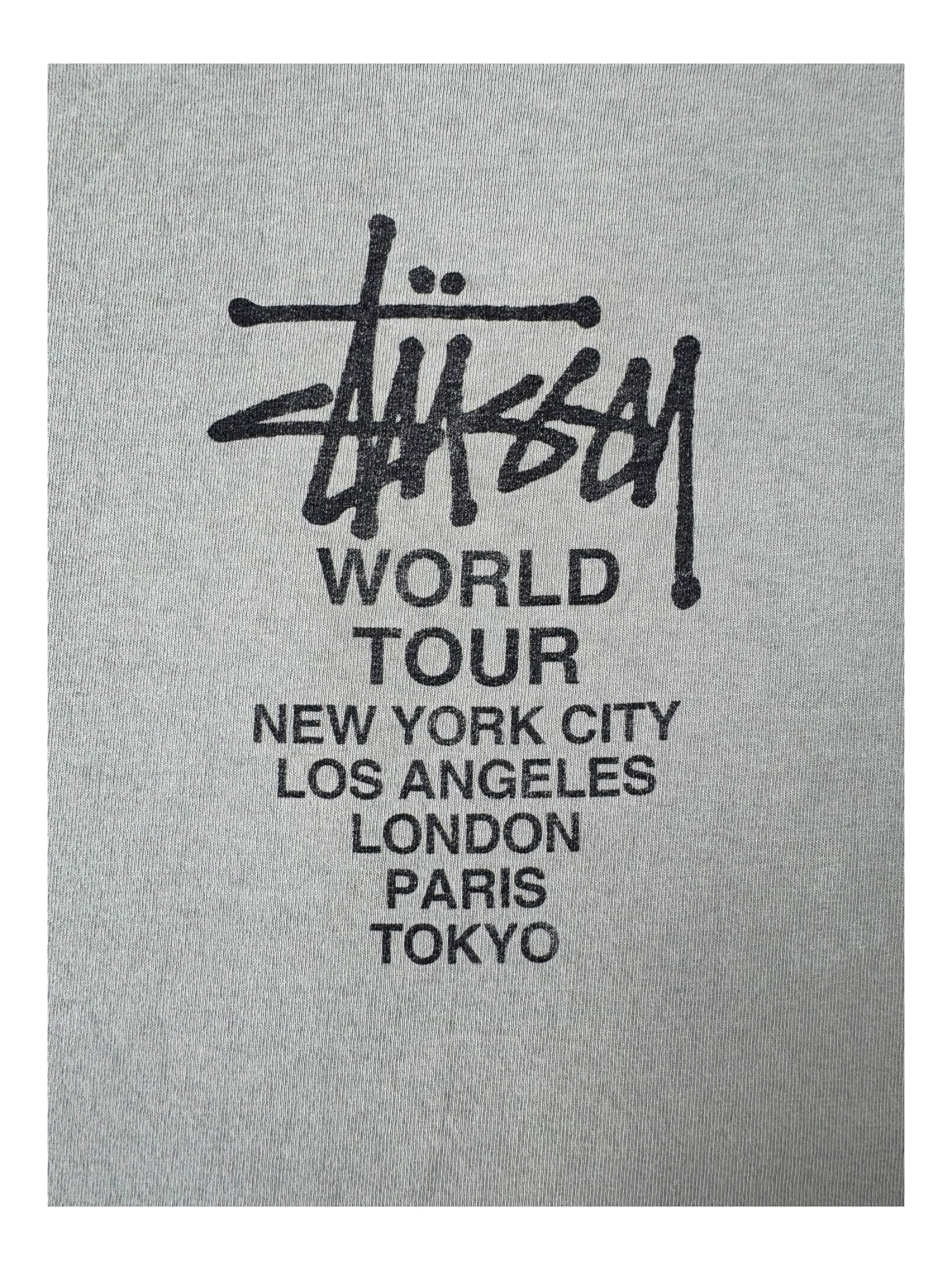 Stussy 90s Olive World Tour T-Shirt Size XL