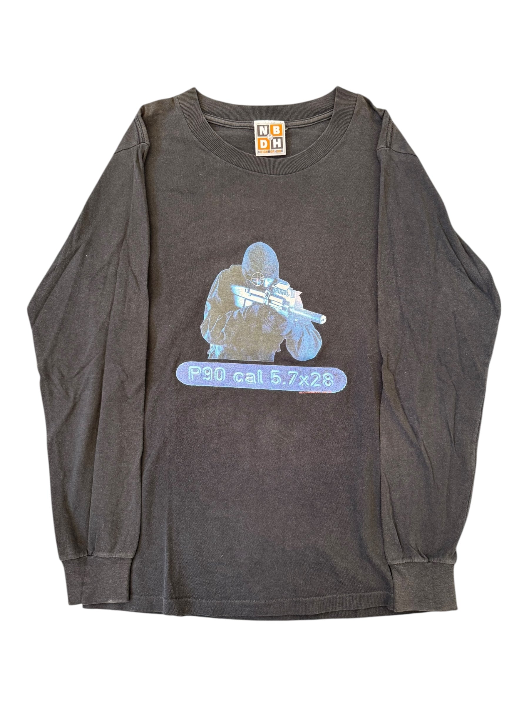 Neighborhood 90s Black P90 Cal 5.7 x 28 Gemtech Longsleeve Size Small