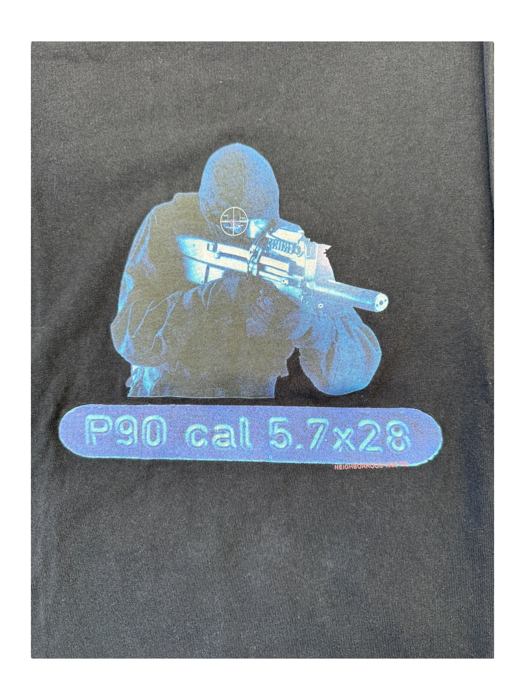 Neighborhood 90s Black P90 Cal 5.7 x 28 Gemtech Longsleeve Size Small