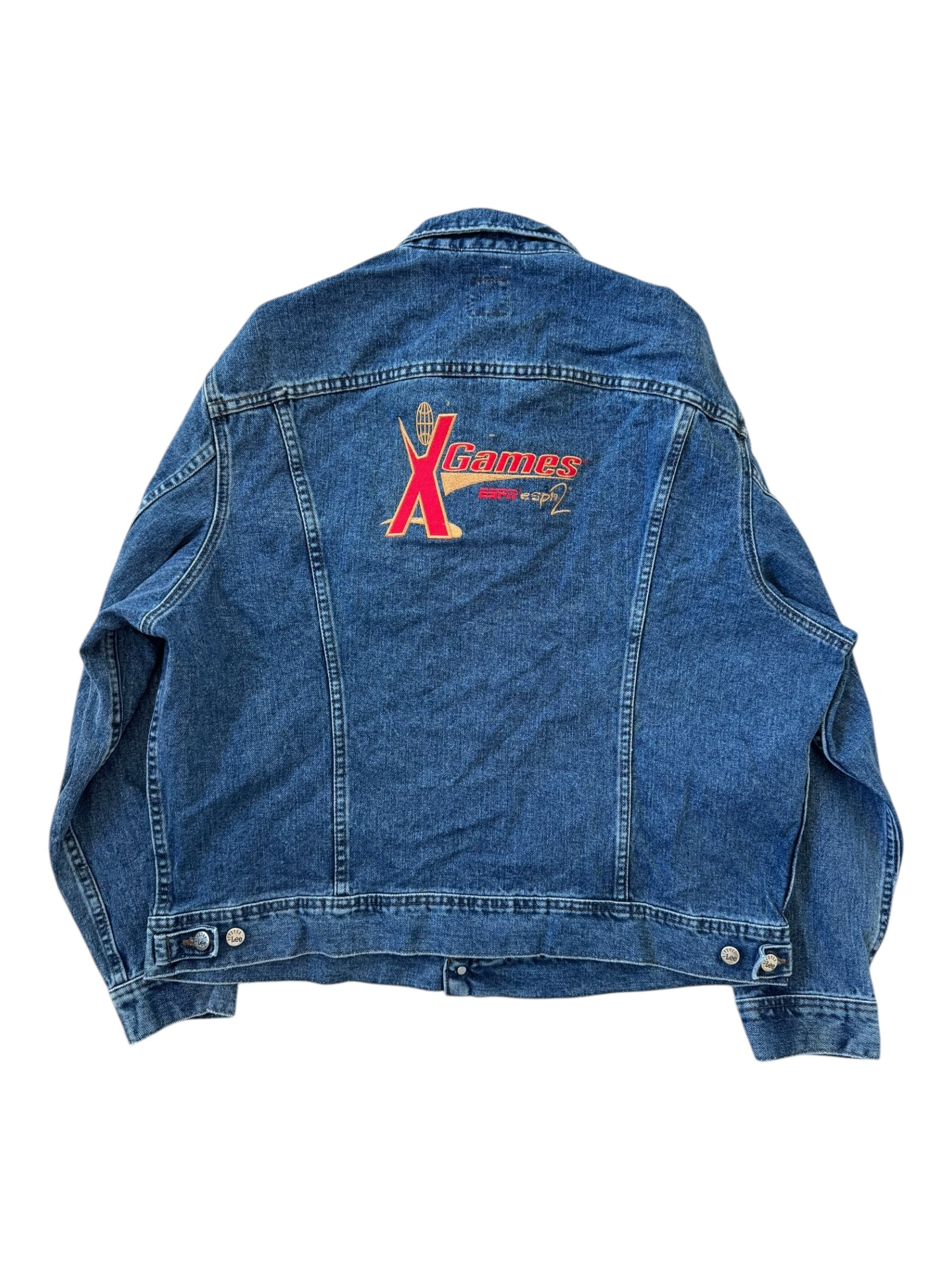 X Games 90s Crew Member Lee Riveted Denim Jacket ESPN Deadstock Size XL
