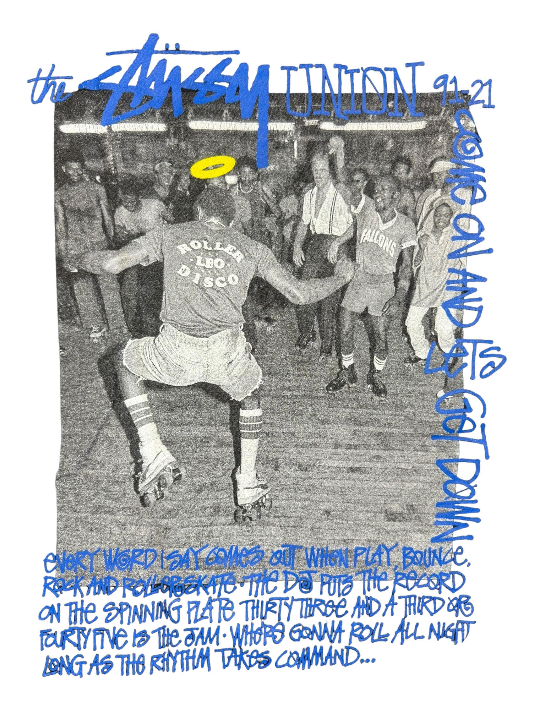 Union x Stussy Roller Disco Black T-Shirt Size XL