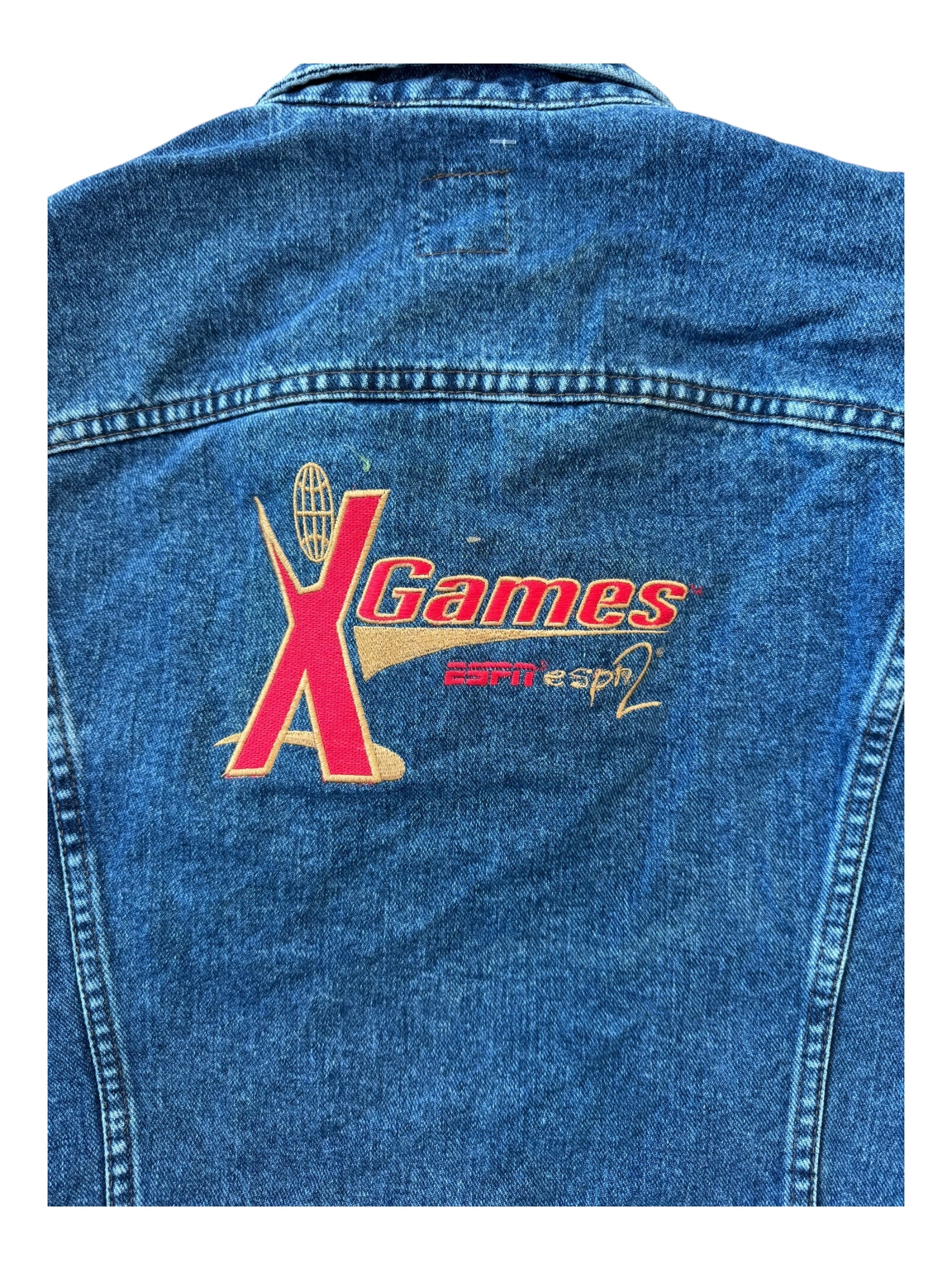 X Games 90s Crew Member Lee Riveted Denim Jacket ESPN Deadstock Size XL