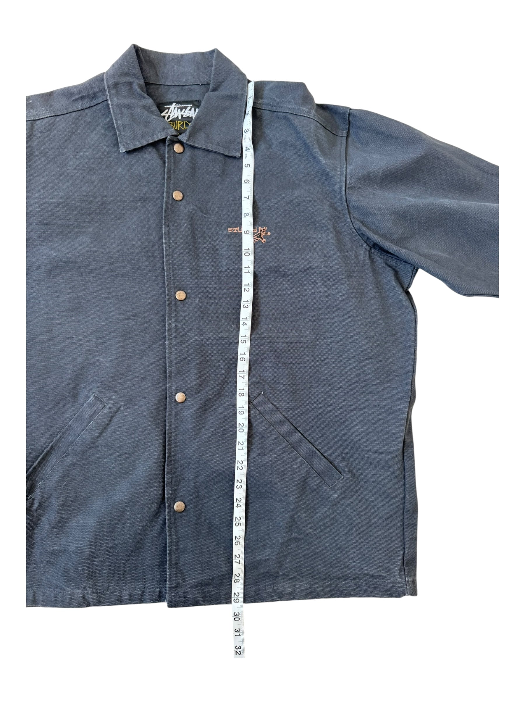 Stussy 90s Navy Bear Work Jacket Burly Gear Size Large Deadstock w/ Tags