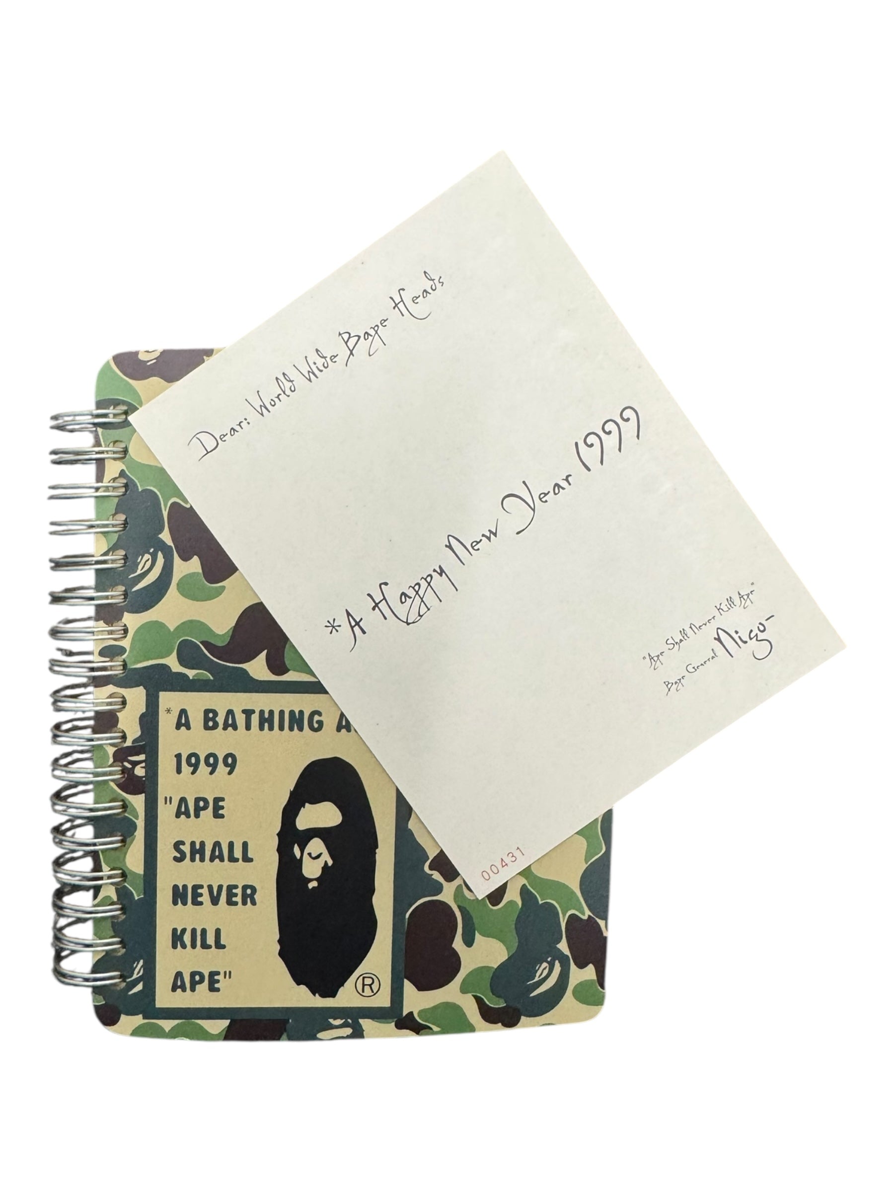 A Bathing Ape 1999 Dear Worldwide Bape Heads Happy New Year Organizer & Note From Nigo
