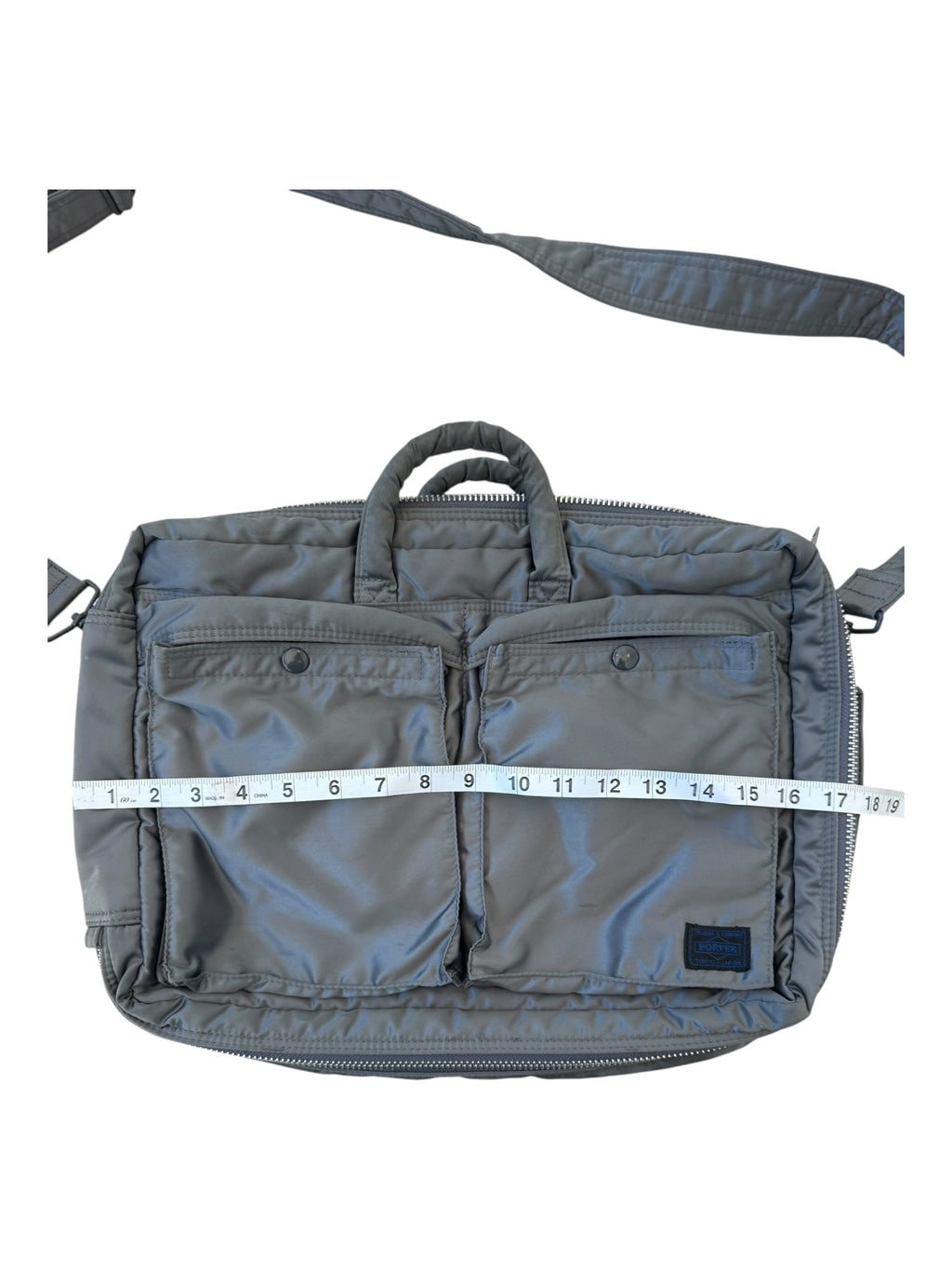 Porter Tokyo 90s Grey Silk Laptop Shoulder Bag