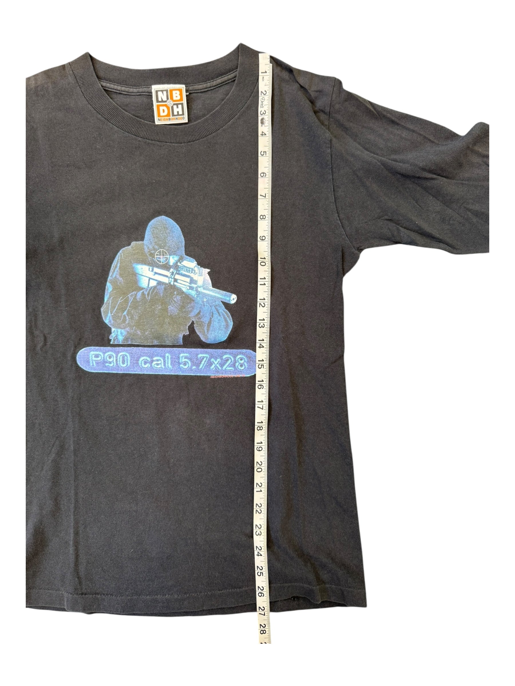 Neighborhood 90s Black P90 Cal 5.7 x 28 Gemtech Longsleeve Size Small