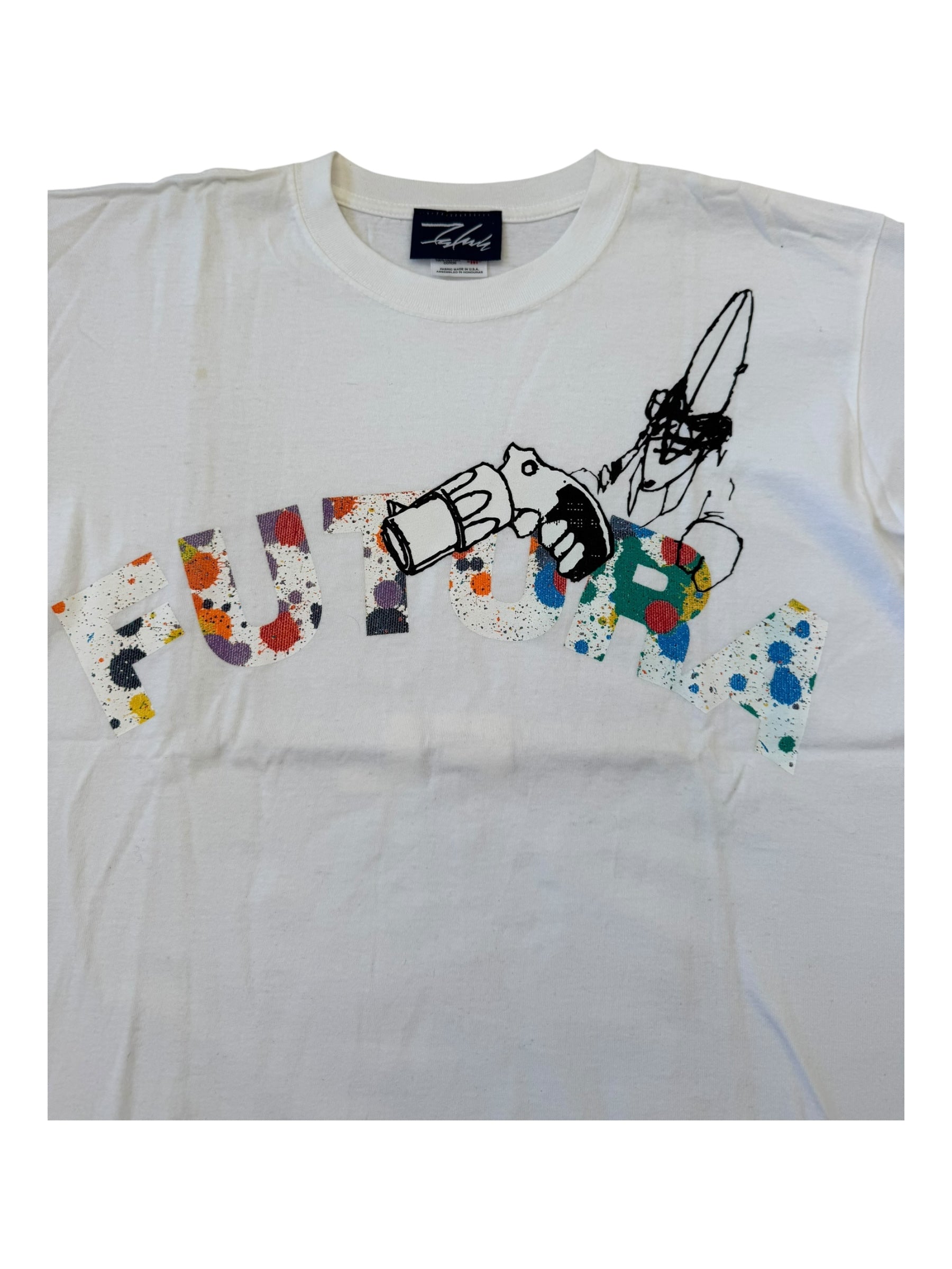 Futura 90s White Splatter Gun T-shirt Size Medium