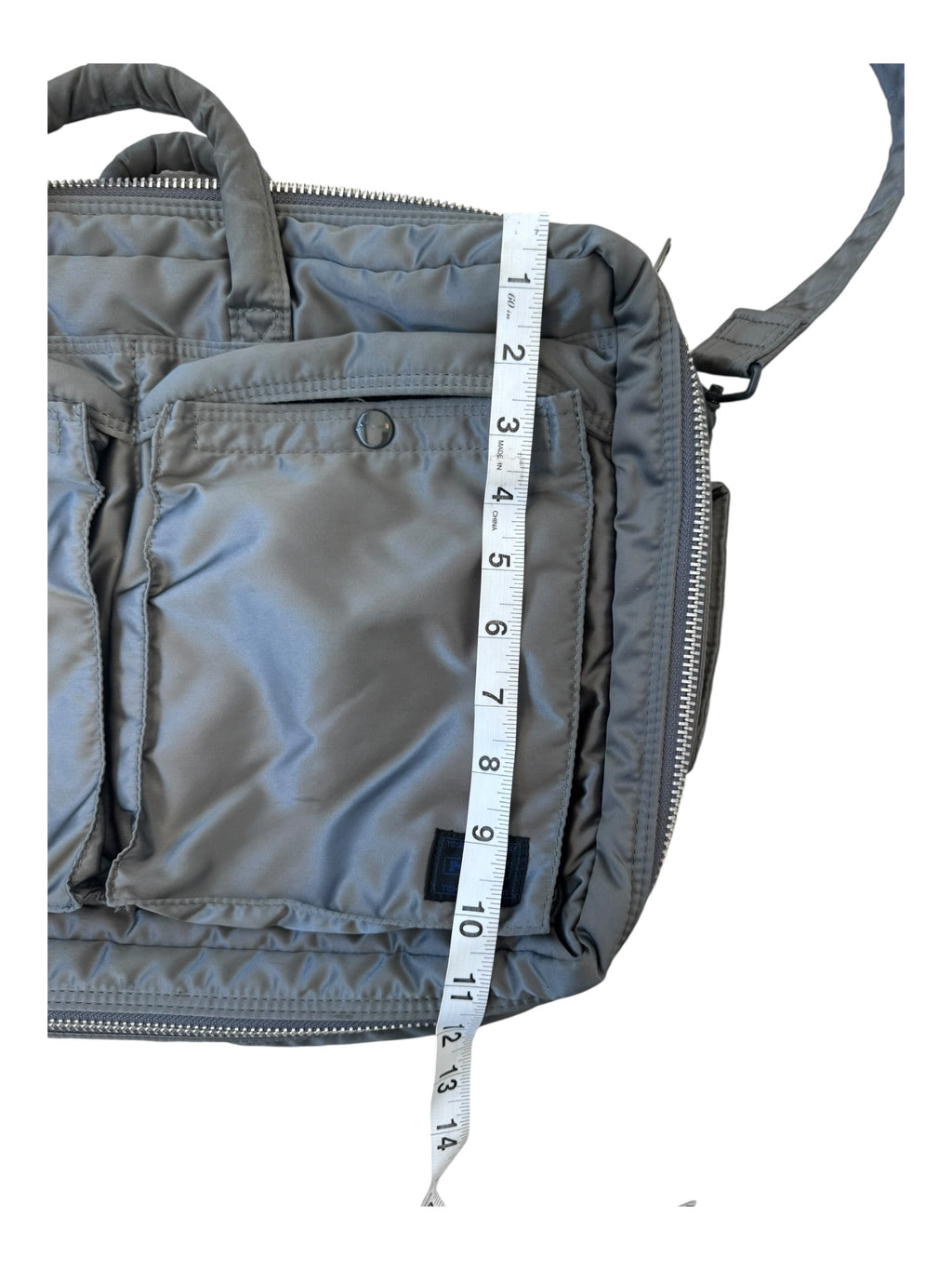 Porter Tokyo 90s Grey Silk Laptop Shoulder Bag