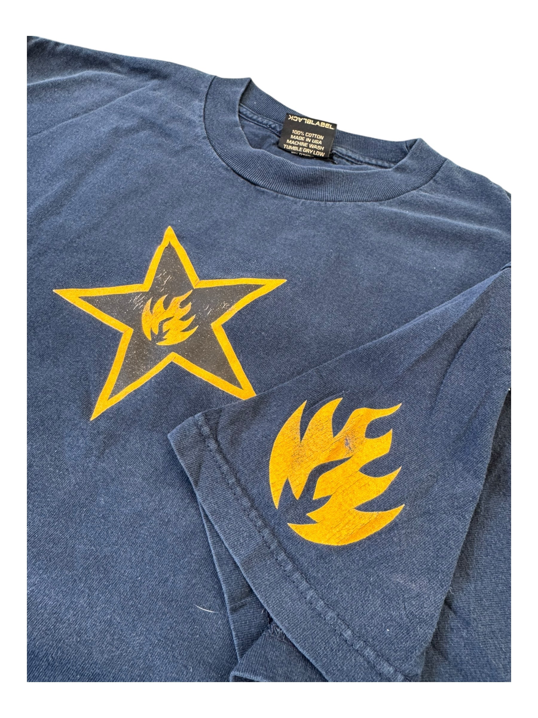 Black Label 00s Navy Star T-shirt Zama Sports #2 Back Hit Size XL
