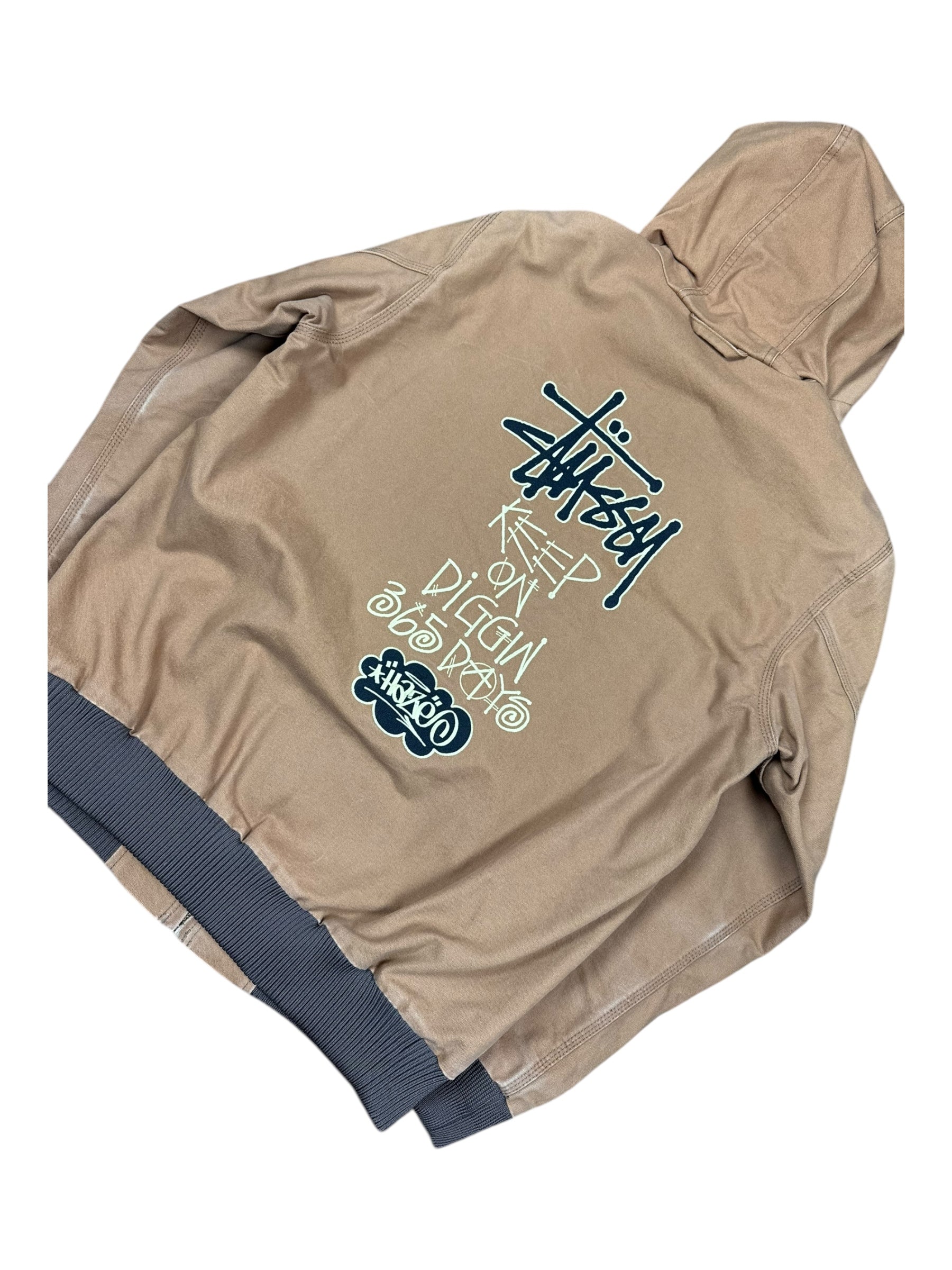 Stussy 00s Carhartt x Haze Tag Keep on Diggin 365 Days Hooded Jacket Size XL