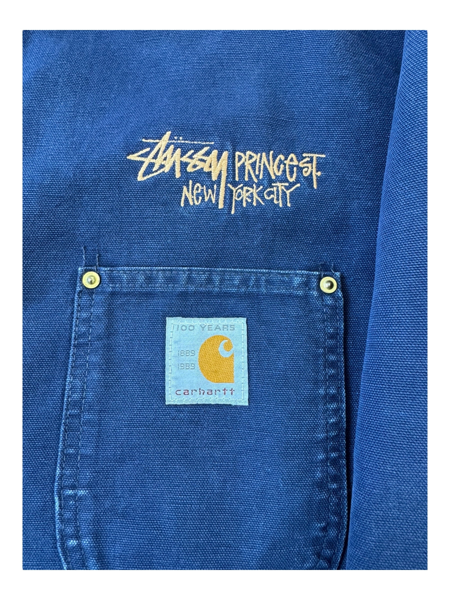 Stussy 90s Prince St. New York Employees Carhartt Chore Jacket Plaid Lined Size XL