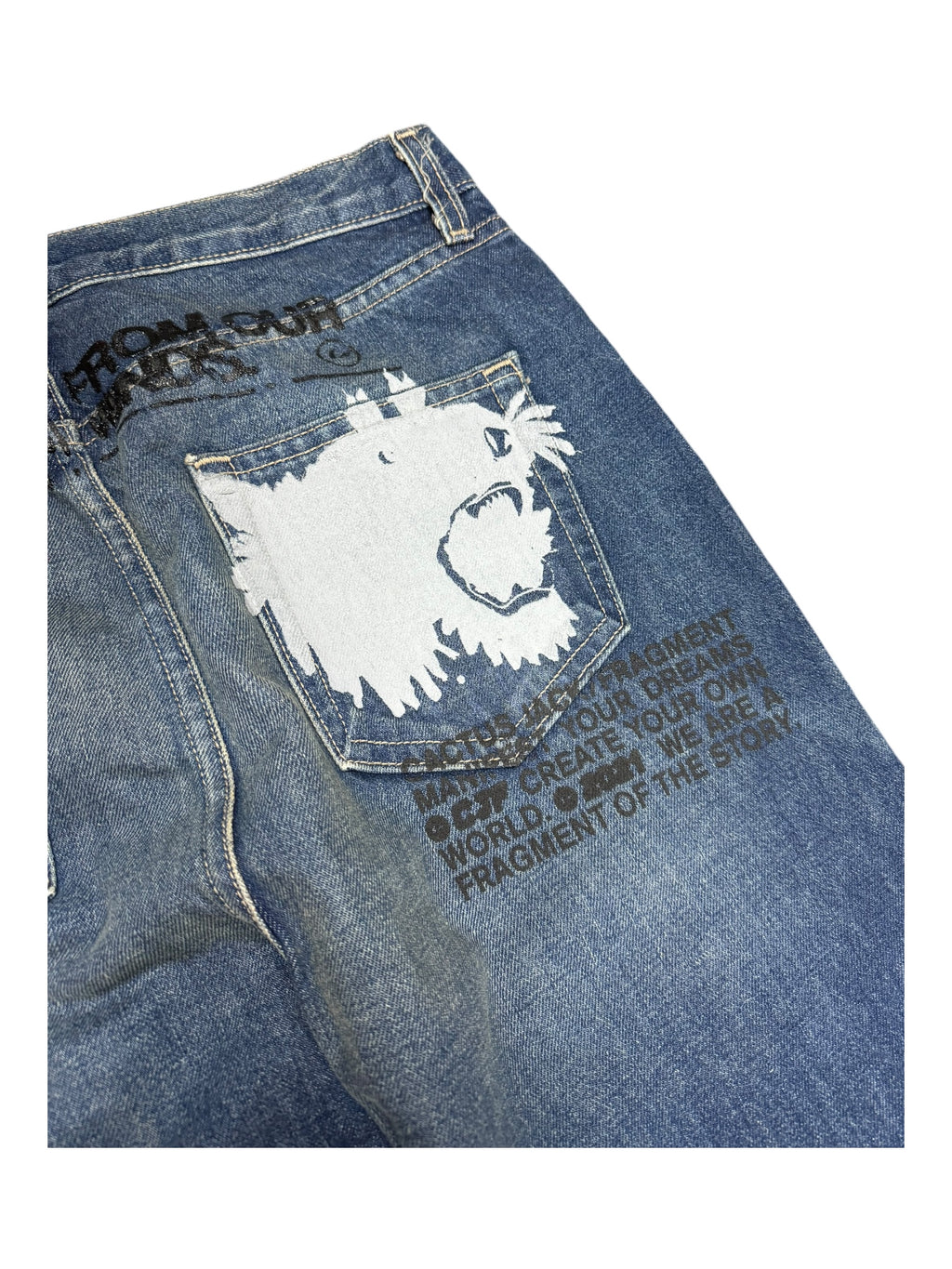 Cactus Jack x Fragment Design Denim Jeans Sz 32 Selvedge Embroidered