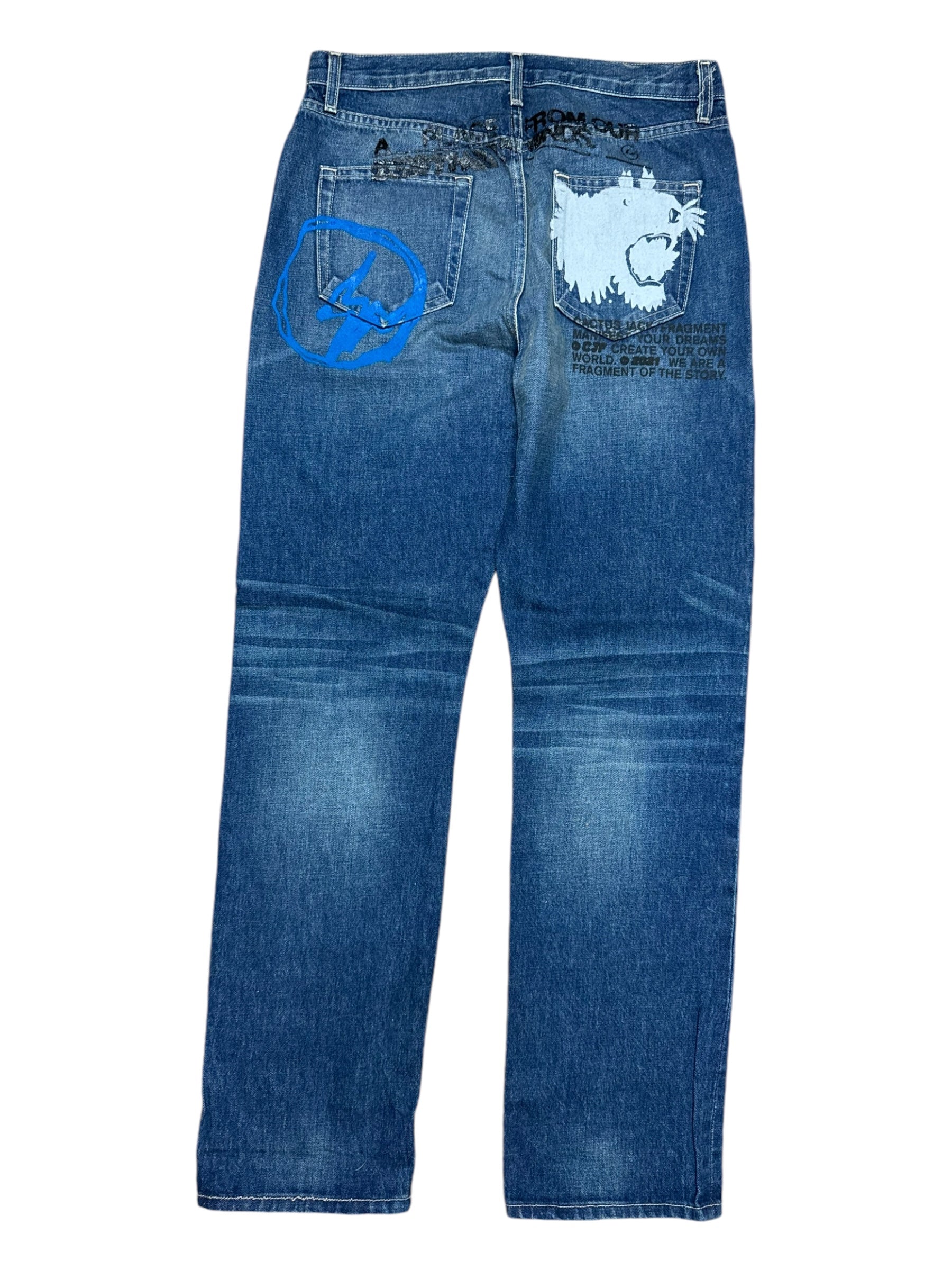 Cactus Jack x Fragment Design Denim Jeans Sz 32 Selvedge Embroidered