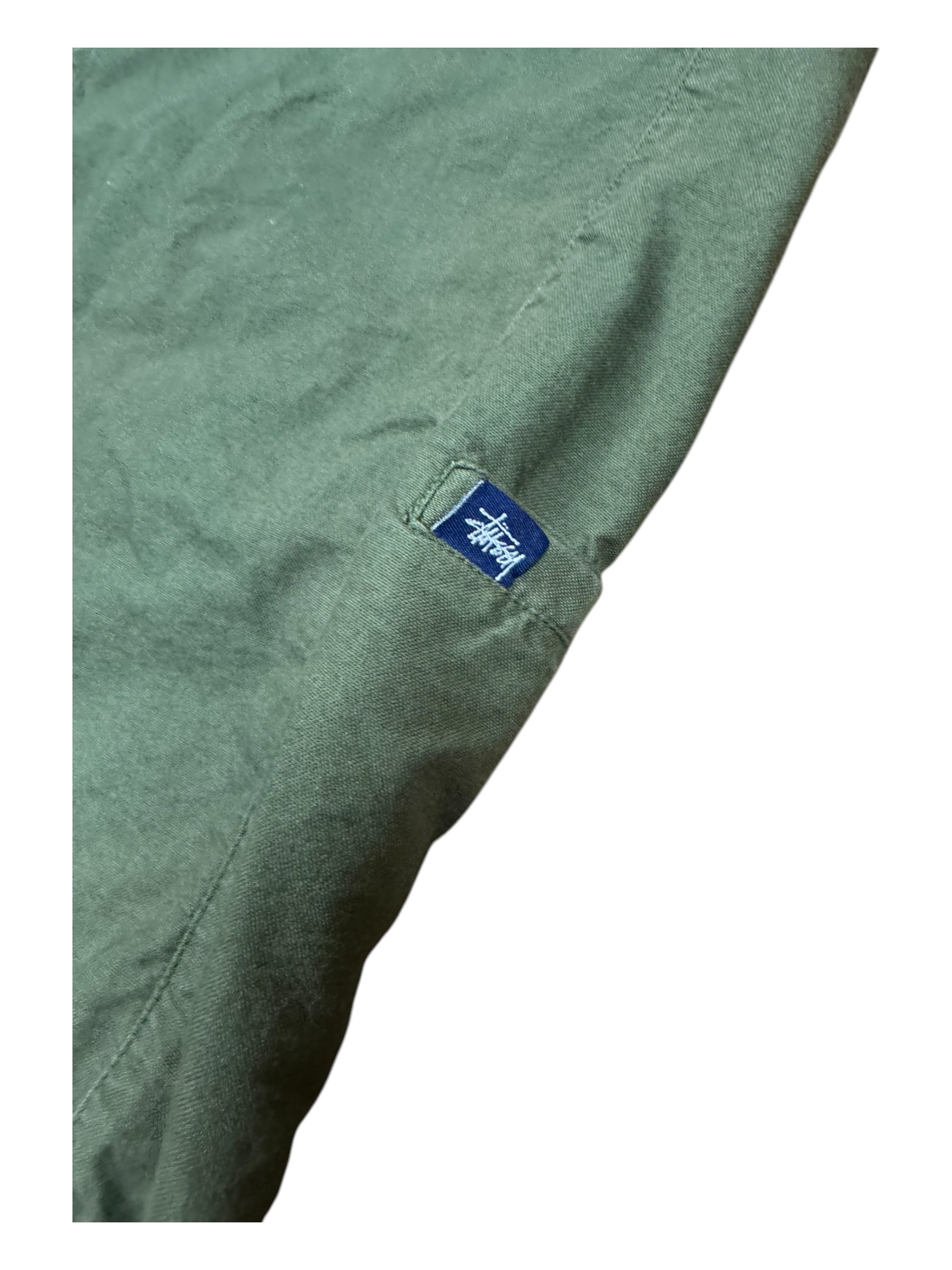 Stussy 90s Green Army Button Up Shirt Size Large