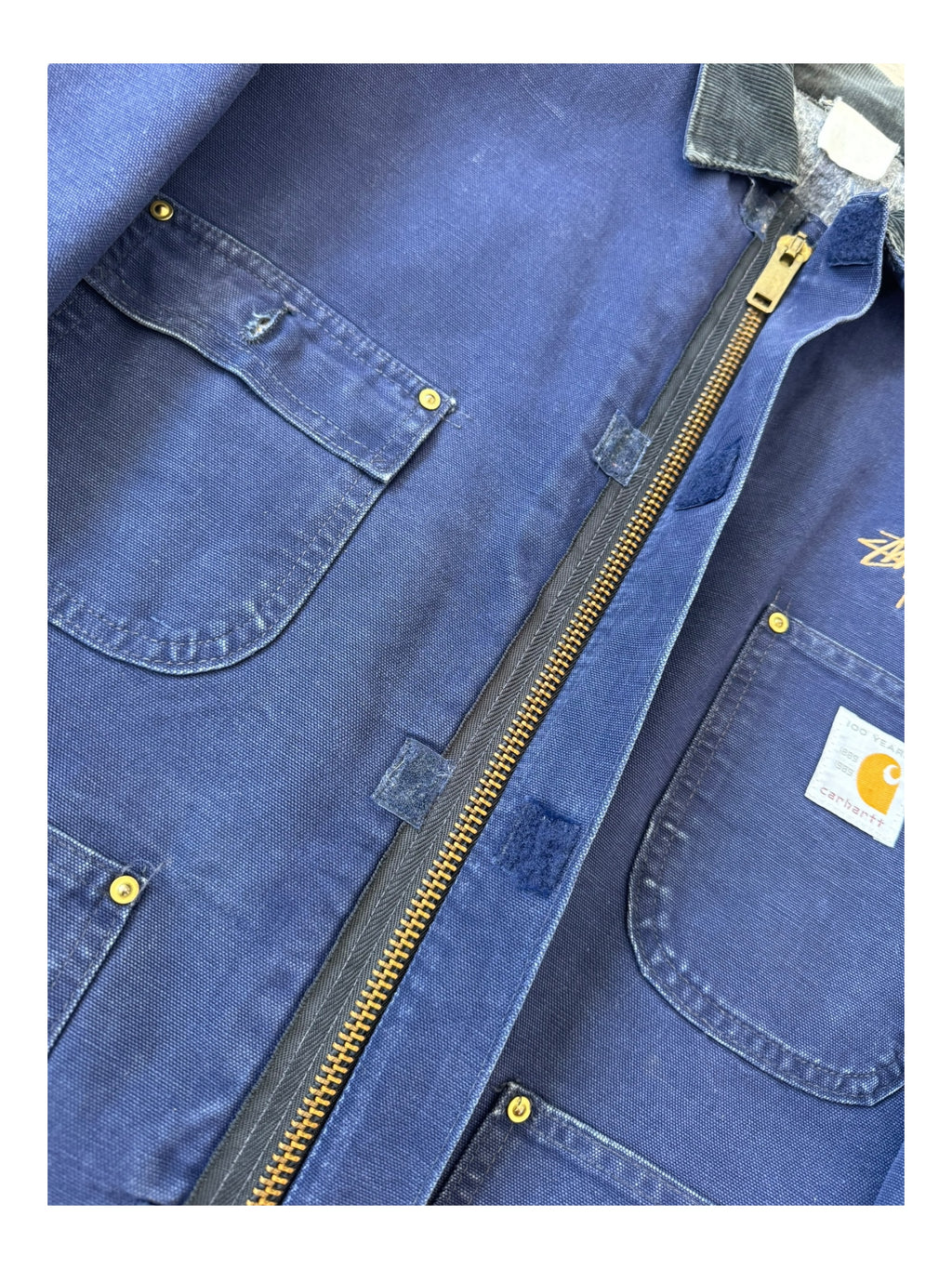 Stussy 90s Prince St. New York Employees Carhartt Chore Jacket Plaid Lined Size XL