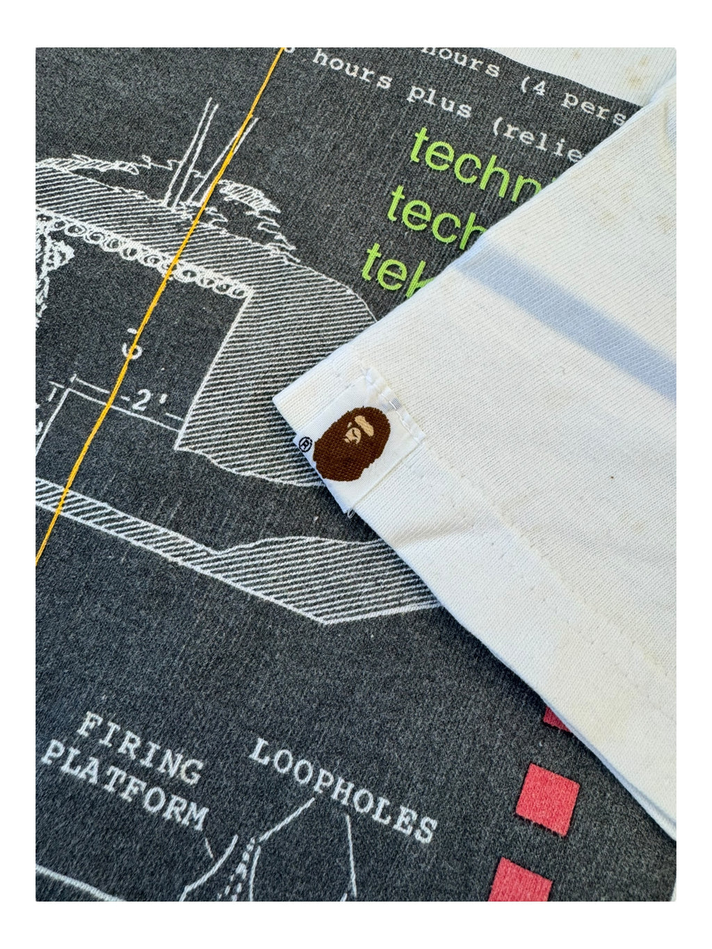 Bape 90s Futura Technic Graphic Hanes Beefy Size Large