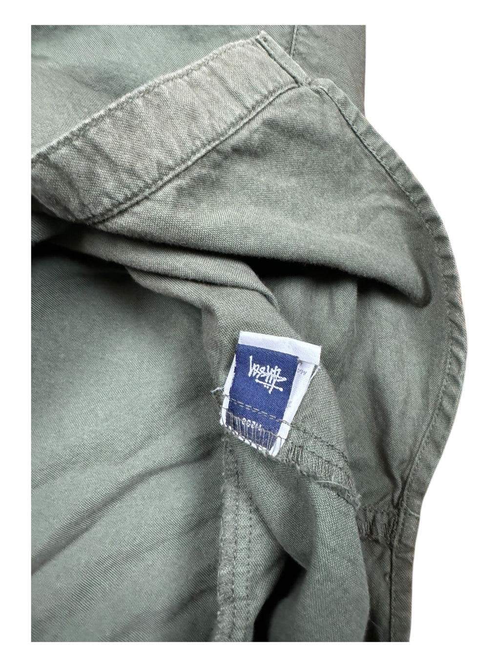 Stussy 90s Green Army Button Up Shirt Size Large