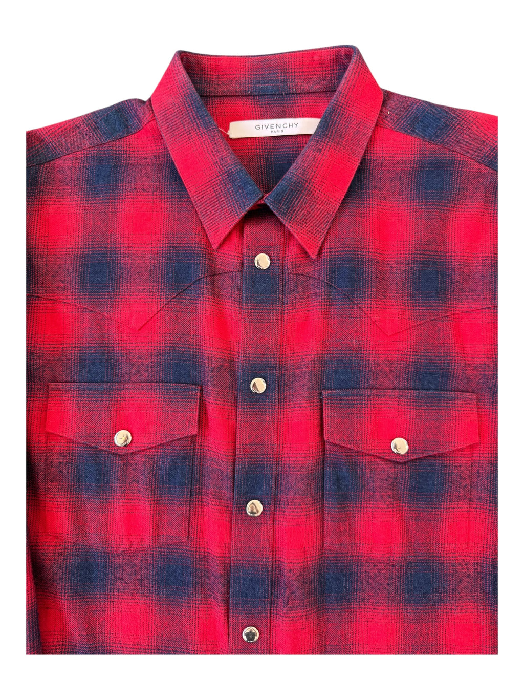 Givenchy Paris Men SZ 39 Mens Large Red Navy Flannel