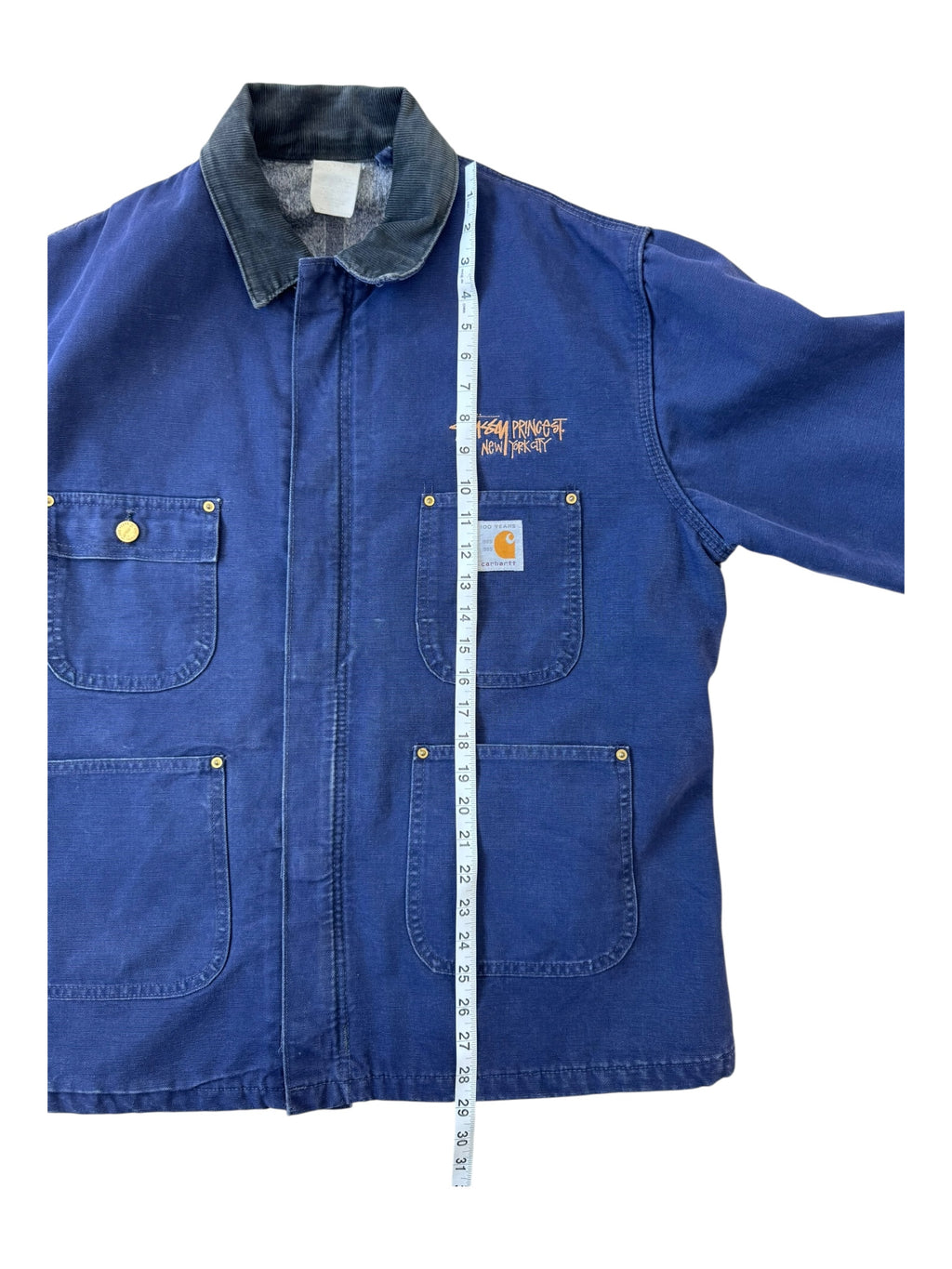 Stussy 90s Prince St. New York Employees Carhartt Chore Jacket Plaid Lined Size XL