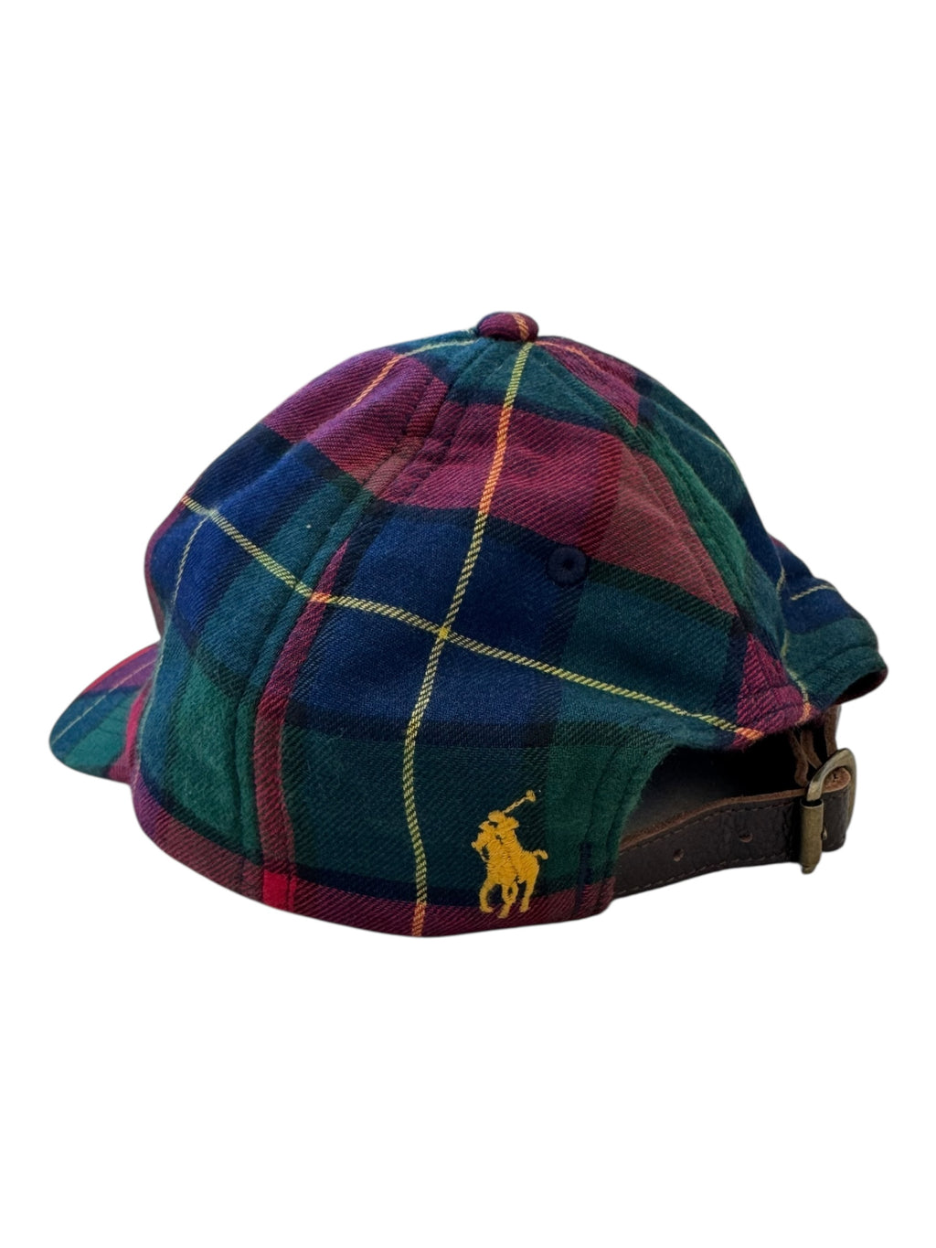 Polo Ralph Lauren Modern Plaid Horses Hat Leather Strapback
