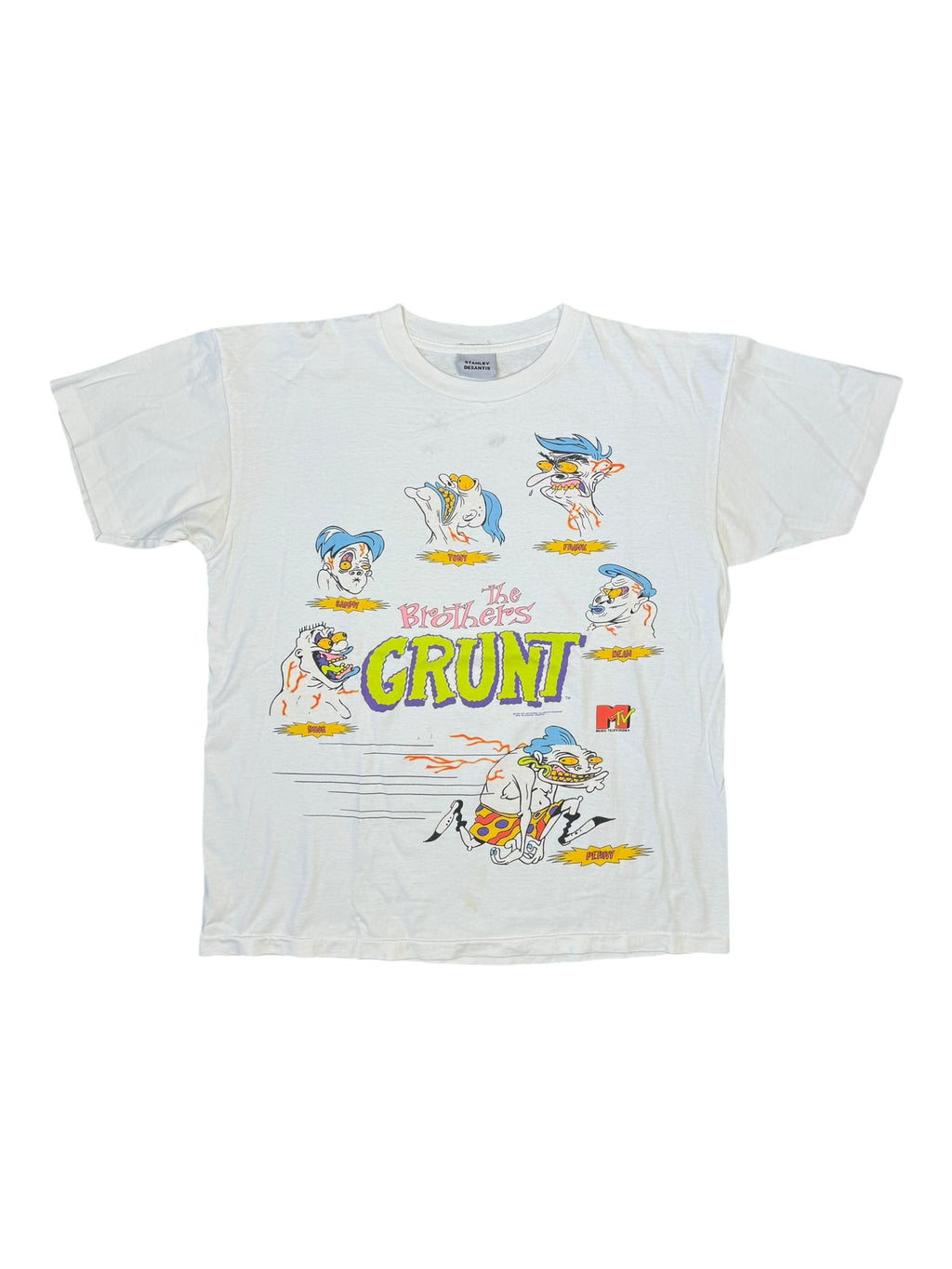 Stanley Desantis 90s MTV The Brothers Grunt White T-shirt Size XL